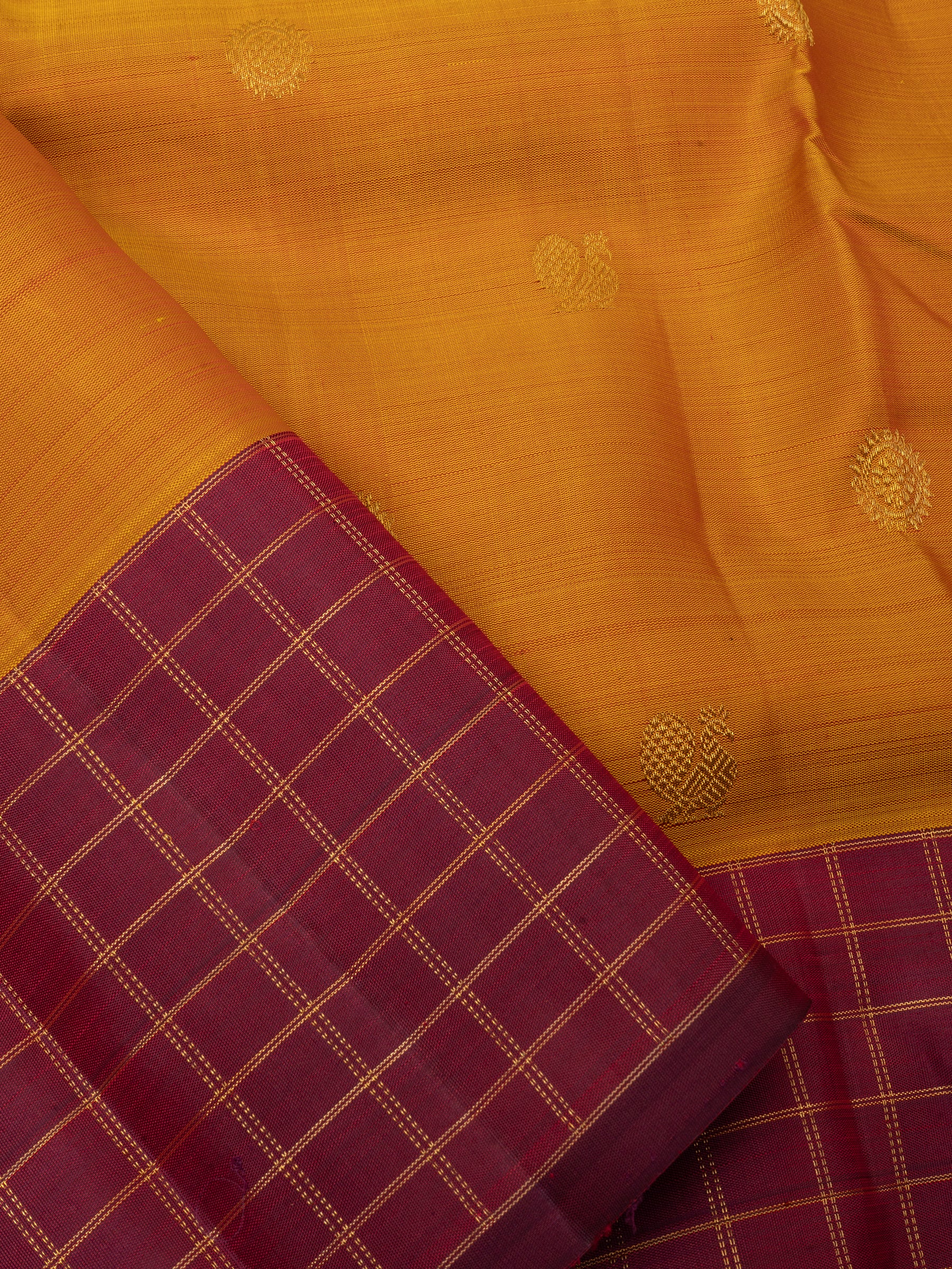 Rustic orange and red border kattam / Kanjipuram Saree CLSA6363