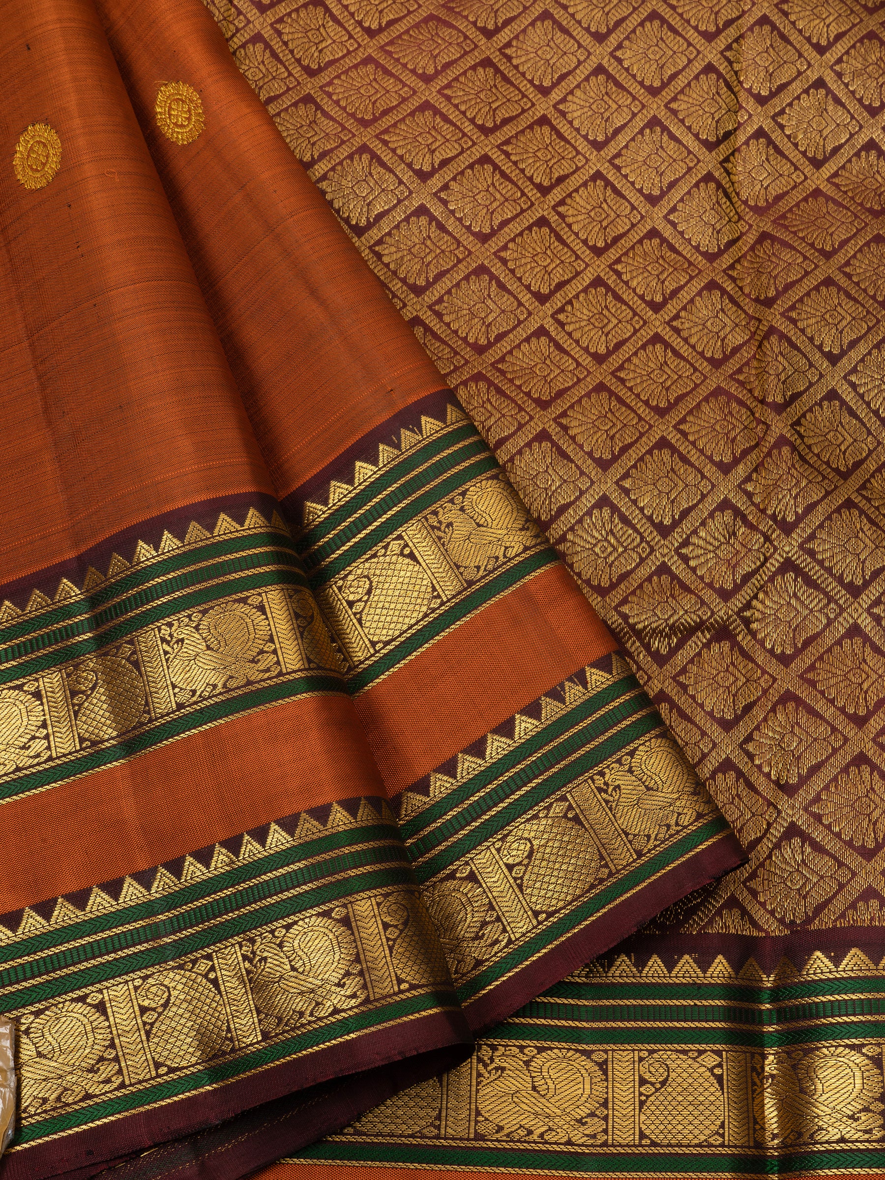 Rust retta pet / Arani Silk Saree CLSA6688