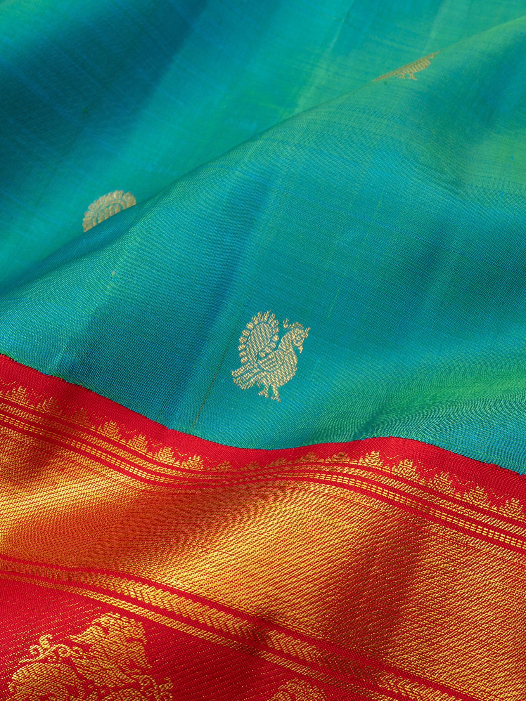 Turquoise blue Korvai / Arani Silk Saree CLSA6691