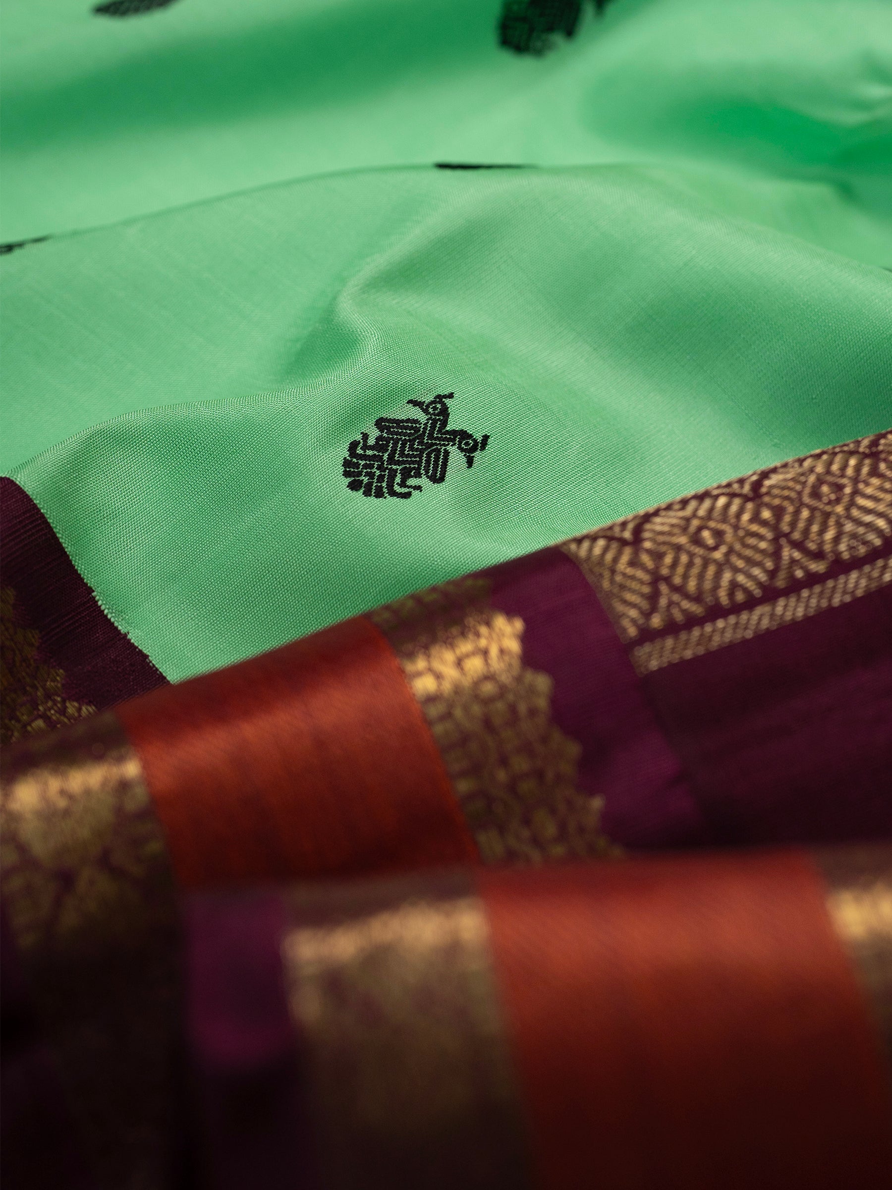 Bright neon green Korvai Kanjipuram Silk Saree CLSA6845