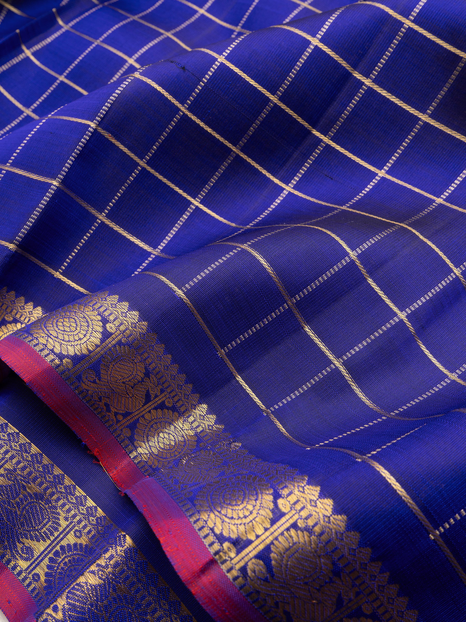 Royal blue zari kattam annam and chakram border/ Kanjipuram Silk Saree CLSA7017