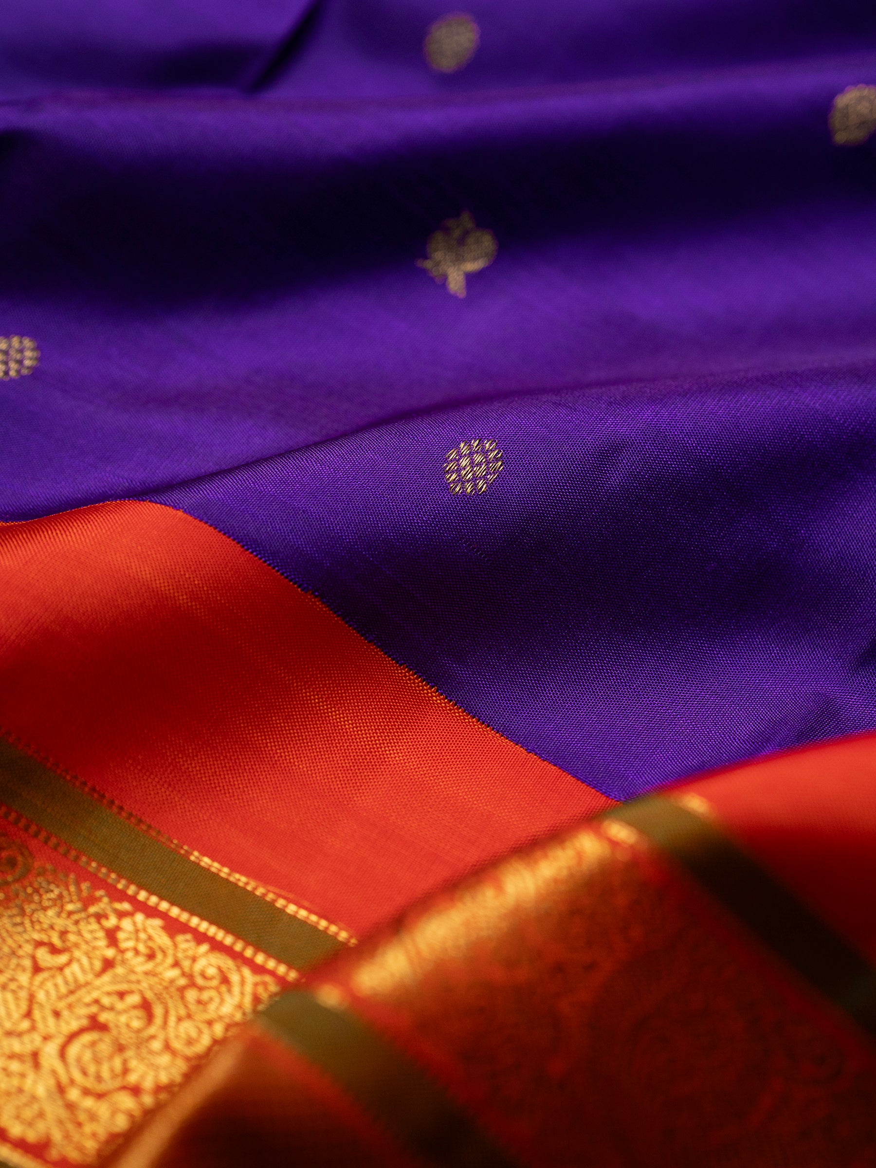 Purple with orange Korvai / Kanjipuram Silk Saree CLSA7754