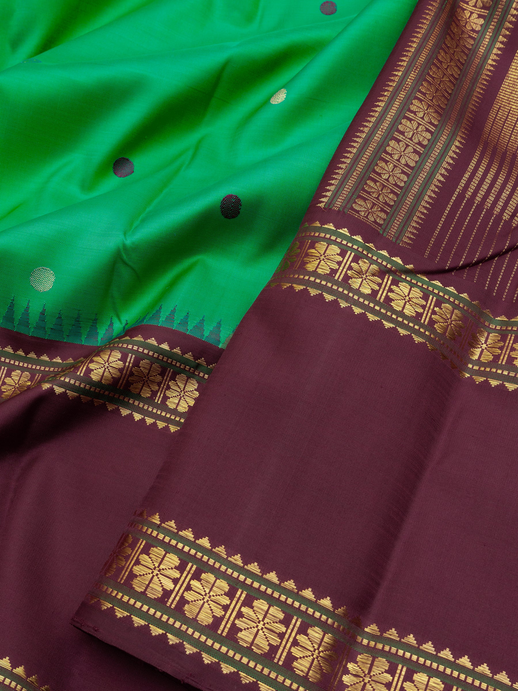 Green and brown rettapet border/ Arani Silk Saree CLSA8758
