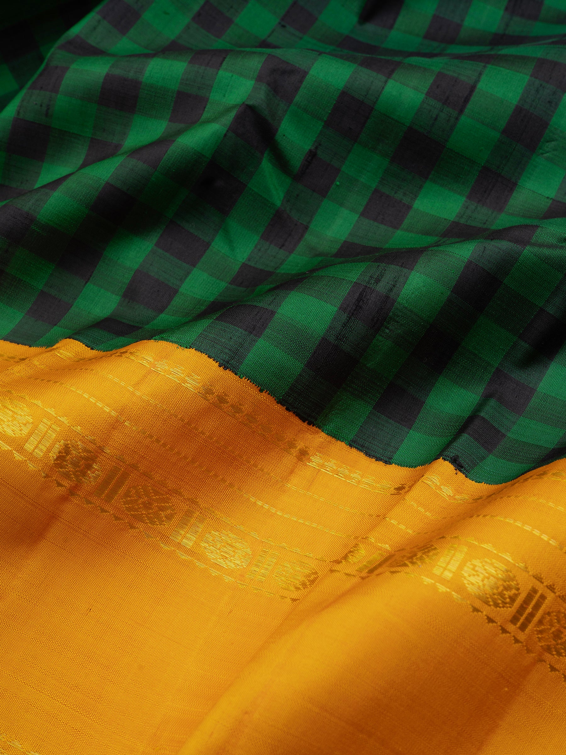 Vintage green and black kattam - Ganga jamuna border korvai / Arani Silk Saree CLSA8768