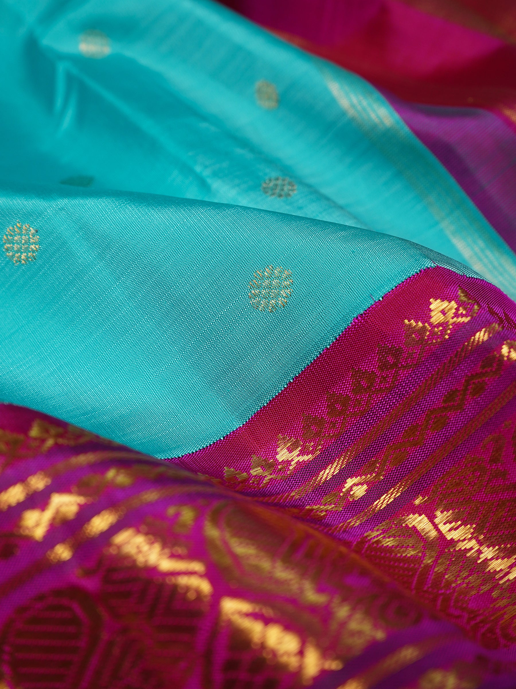 Aqua blue Korvai pure Kanjipuram Silk Saree CLSA9507