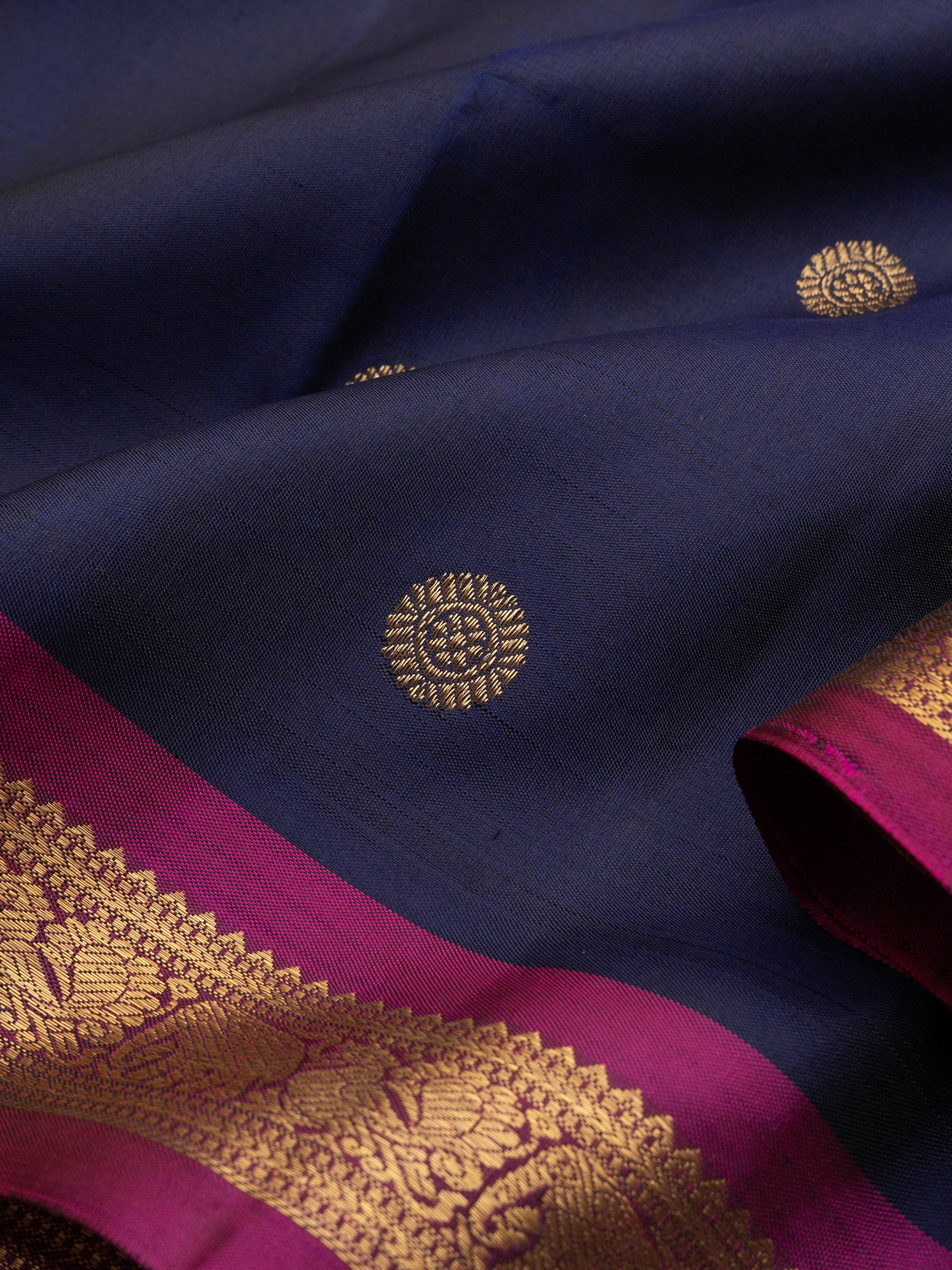 Deep blue and magenta small border/ Kanjipuram Silk Saree CLSA9774