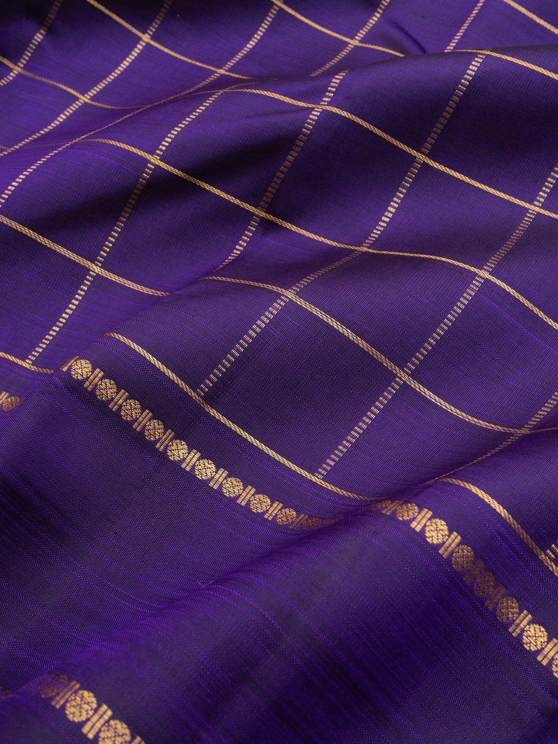 Deep purple kattam rettapet border/ Kanjipuram Silk Saree CLSA9784