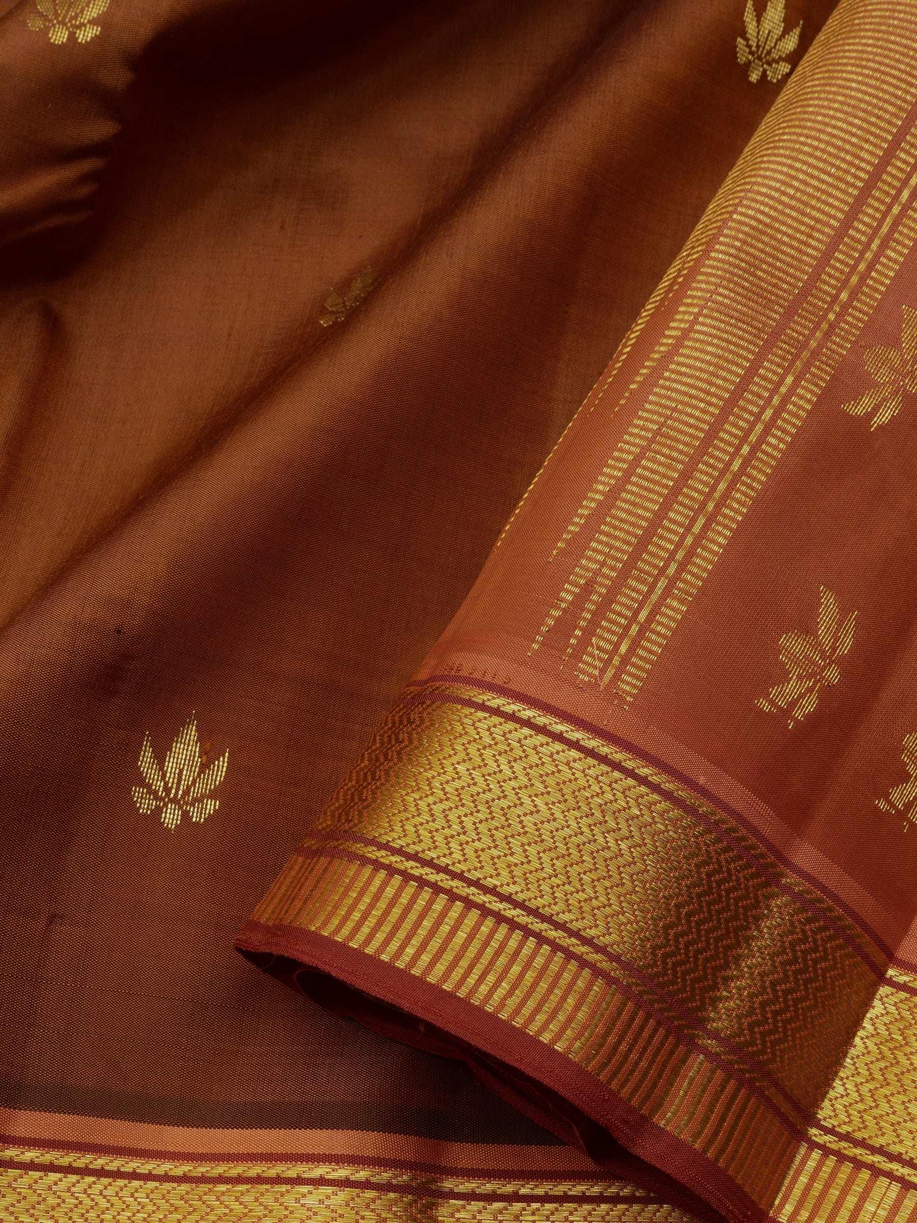 Chocolate brown Lotus butta / Arani Silk CLSA9934