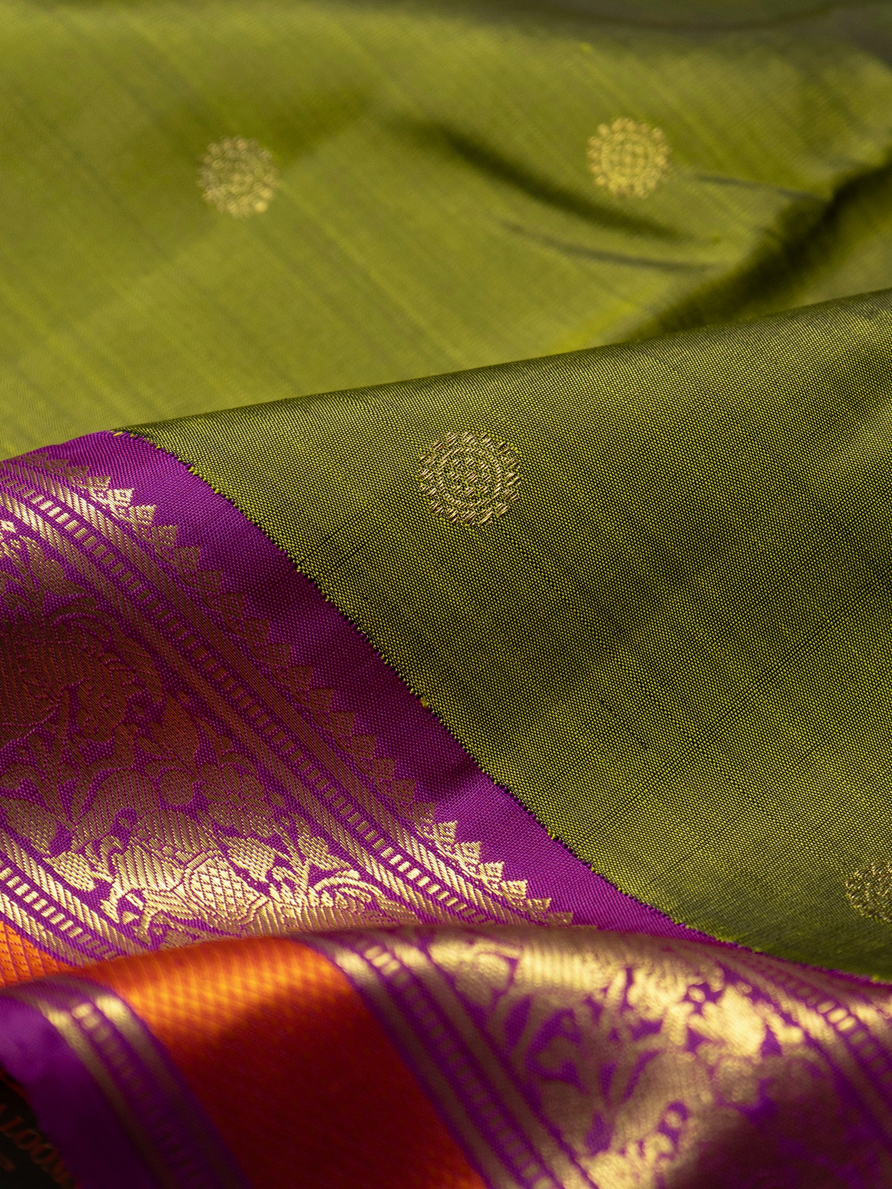 Olive green Korvai Kanjipuram Saree CLSA9492