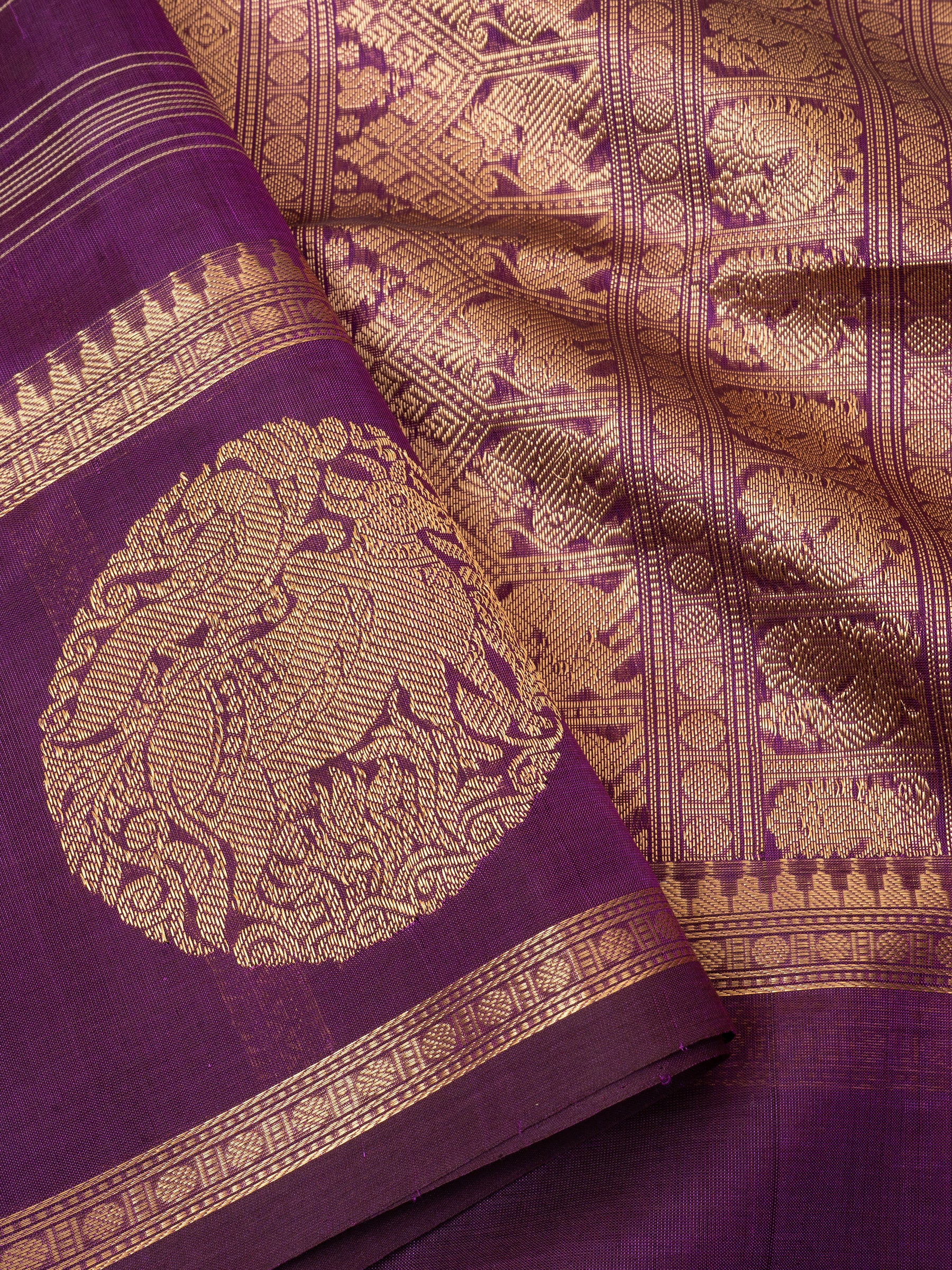 Purple border butta / Silk Cotton