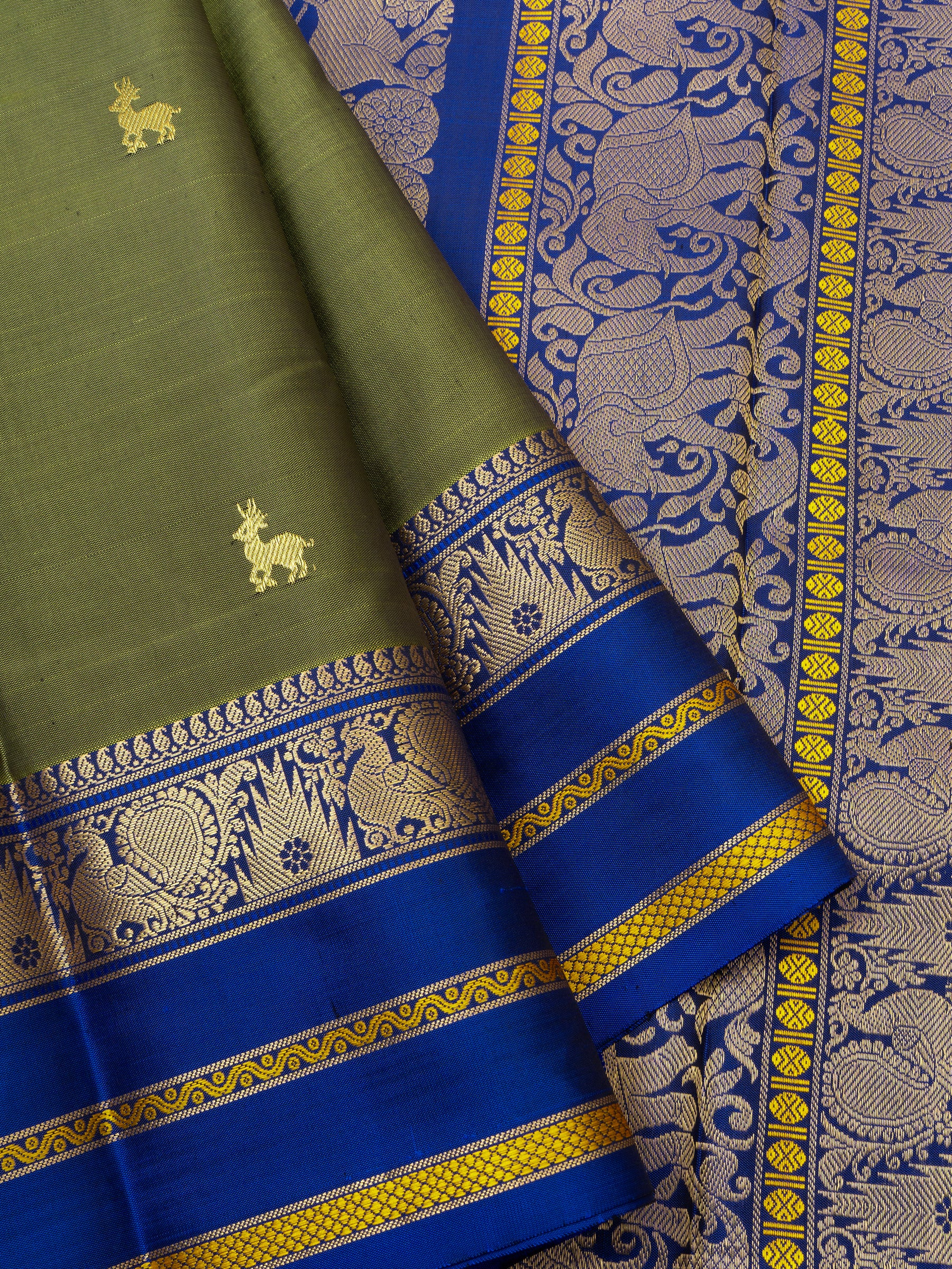 Mehandi green and blue / special edition kanjipuram silk CLSA2755