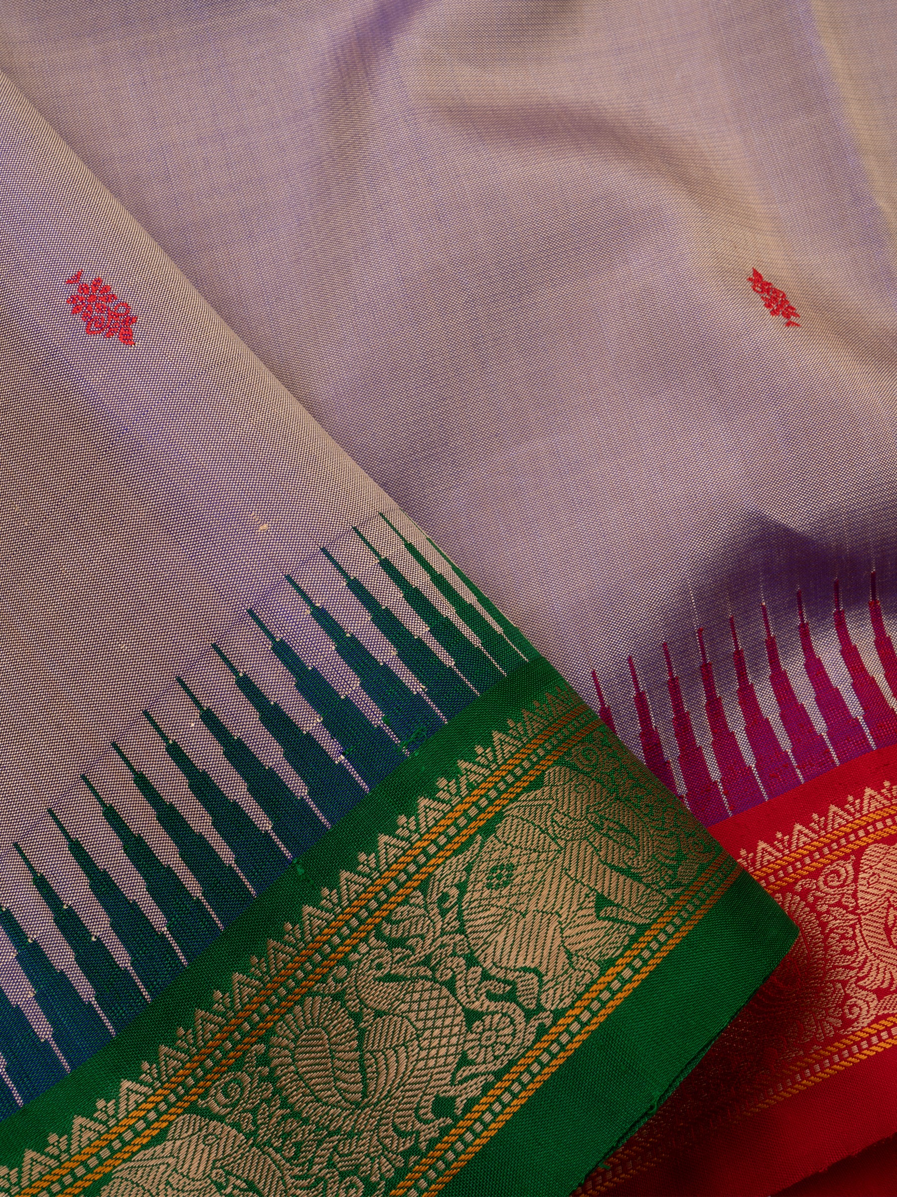 Greyish purple ganga jamuna border and double color pallu/special edition kanjipuram silk CLSA3970