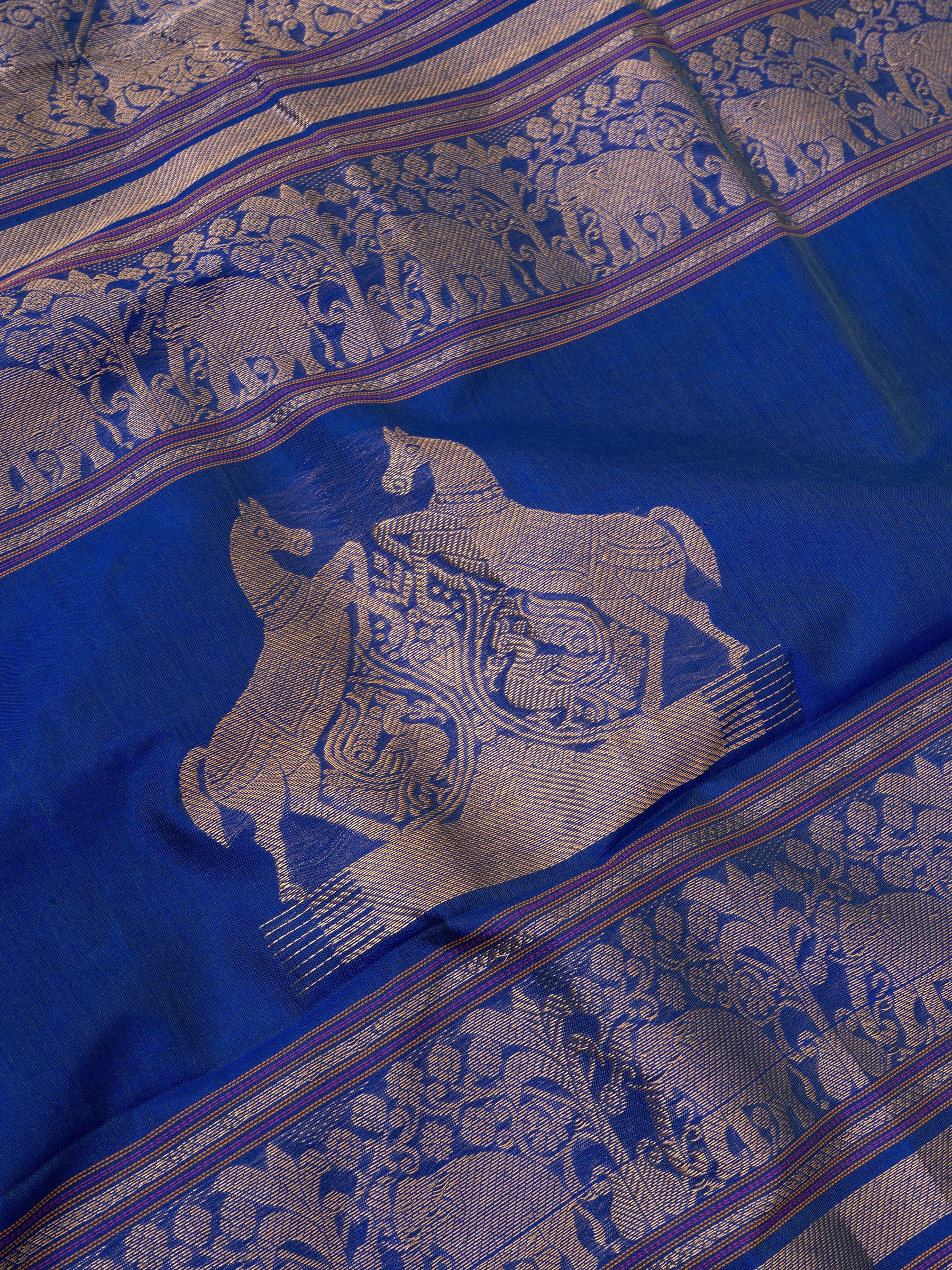 Royal blue centre corner butta pallu / Silk Cotton Saree CLSA6618