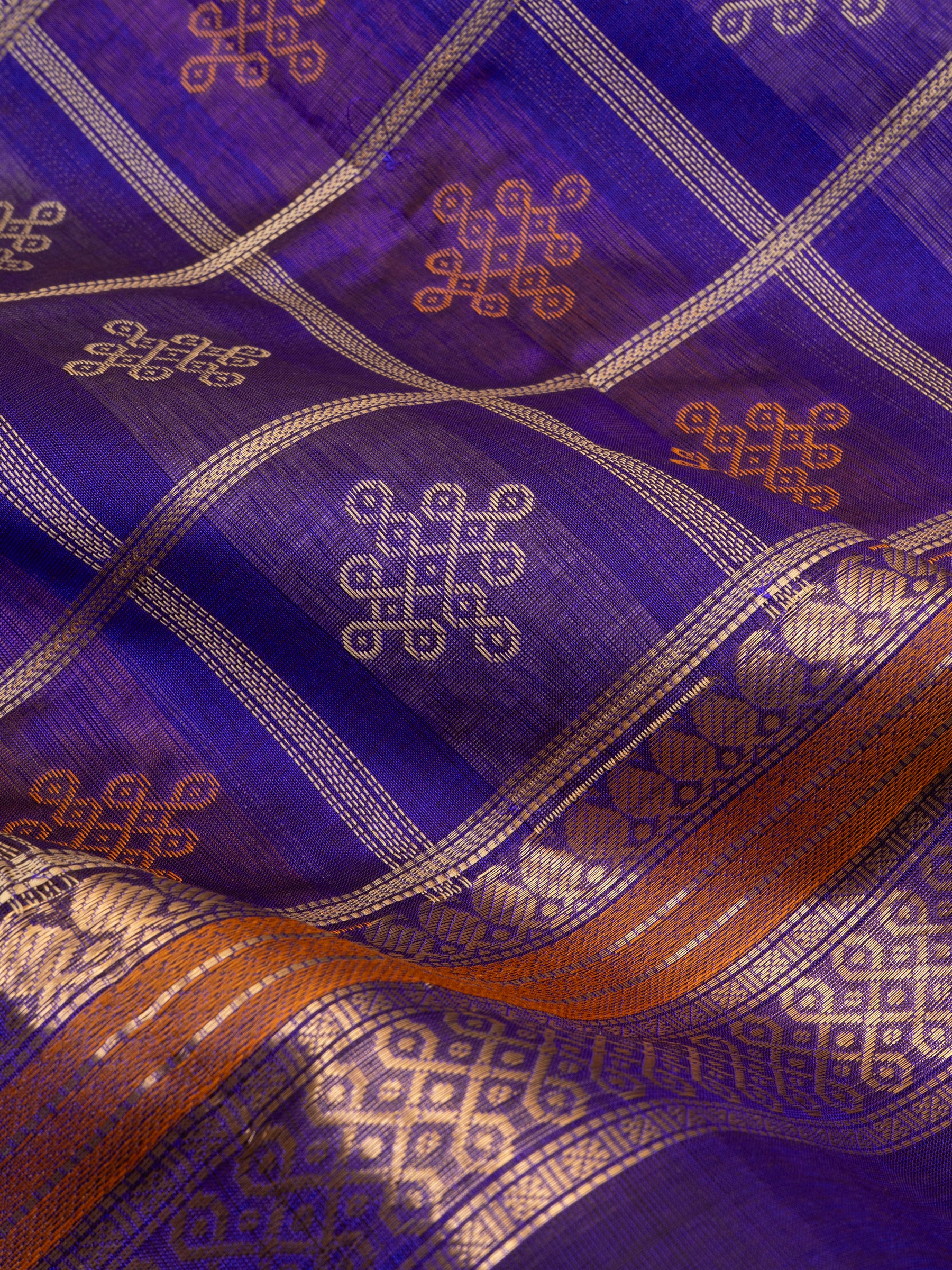 Purple kattam kolam butta / Silk Cotton Saree CLSA5243