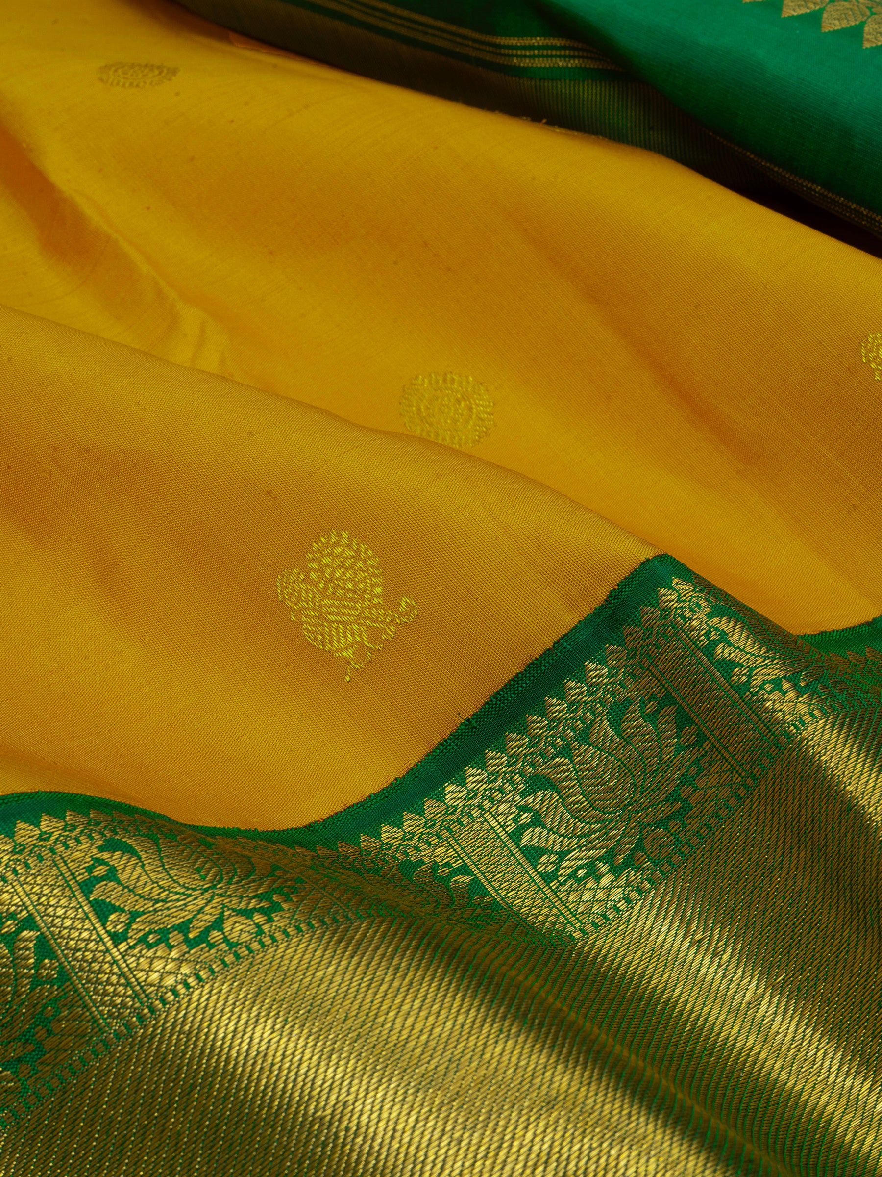 Mustard yellow Korvai : Arani Silk Saree CLSA6697