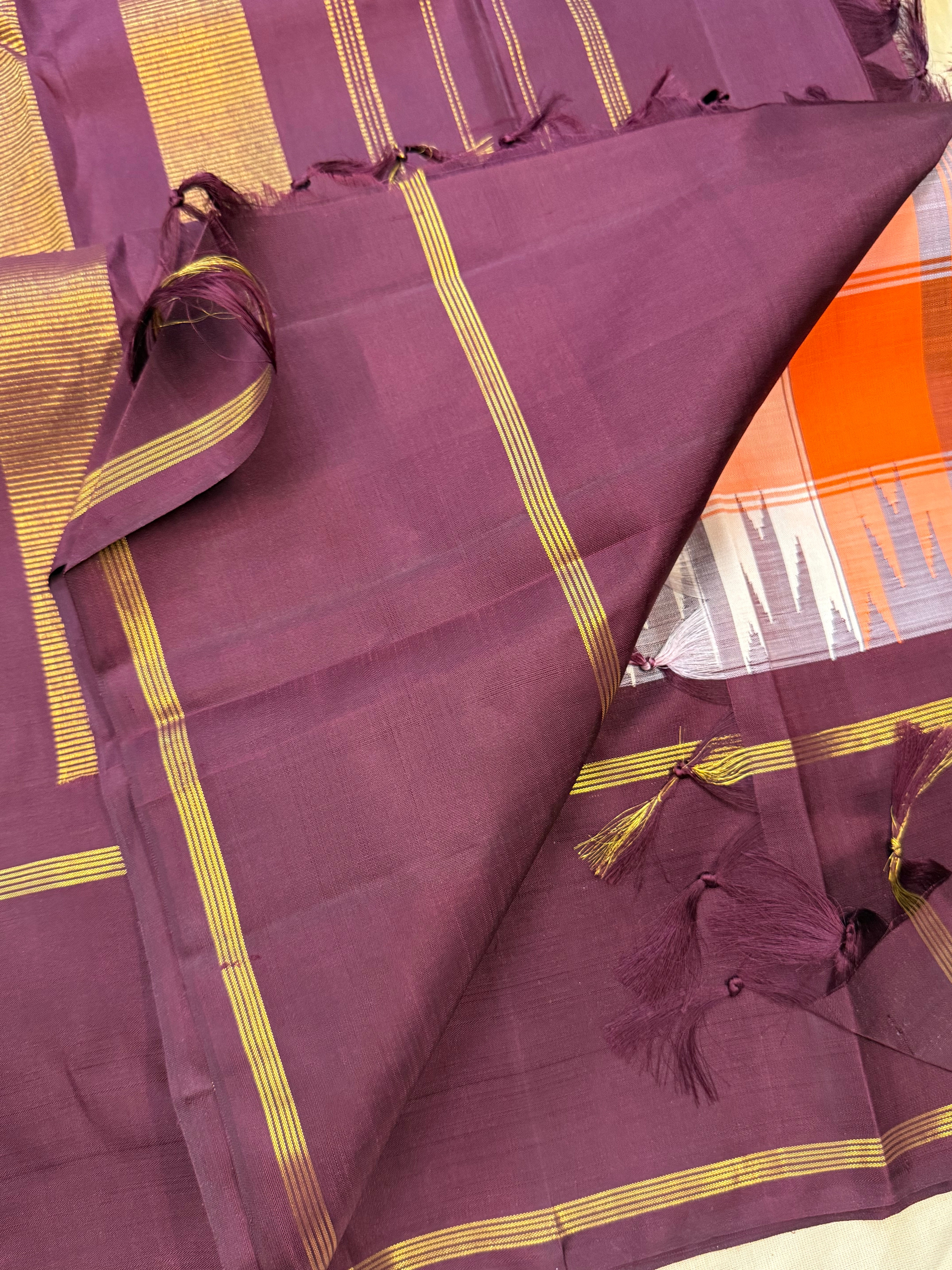 Vintage checks and rettapet border/ Arani silk