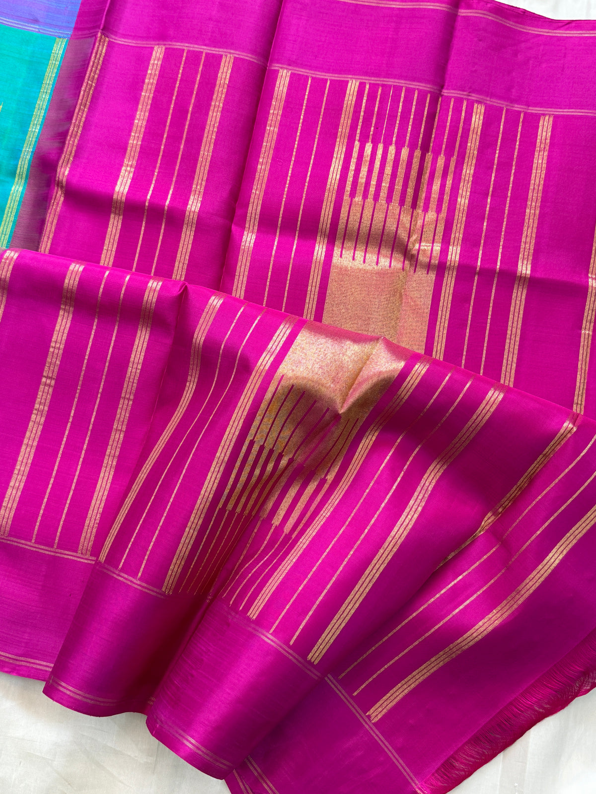 Aqua blue and mallimoggu butta/kanjipuram silk saree clsa 9439