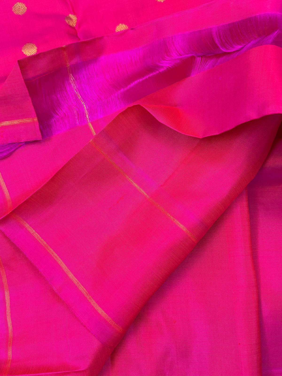 Rani pink zari Butta /kanjipuram silk saree clsa 12848