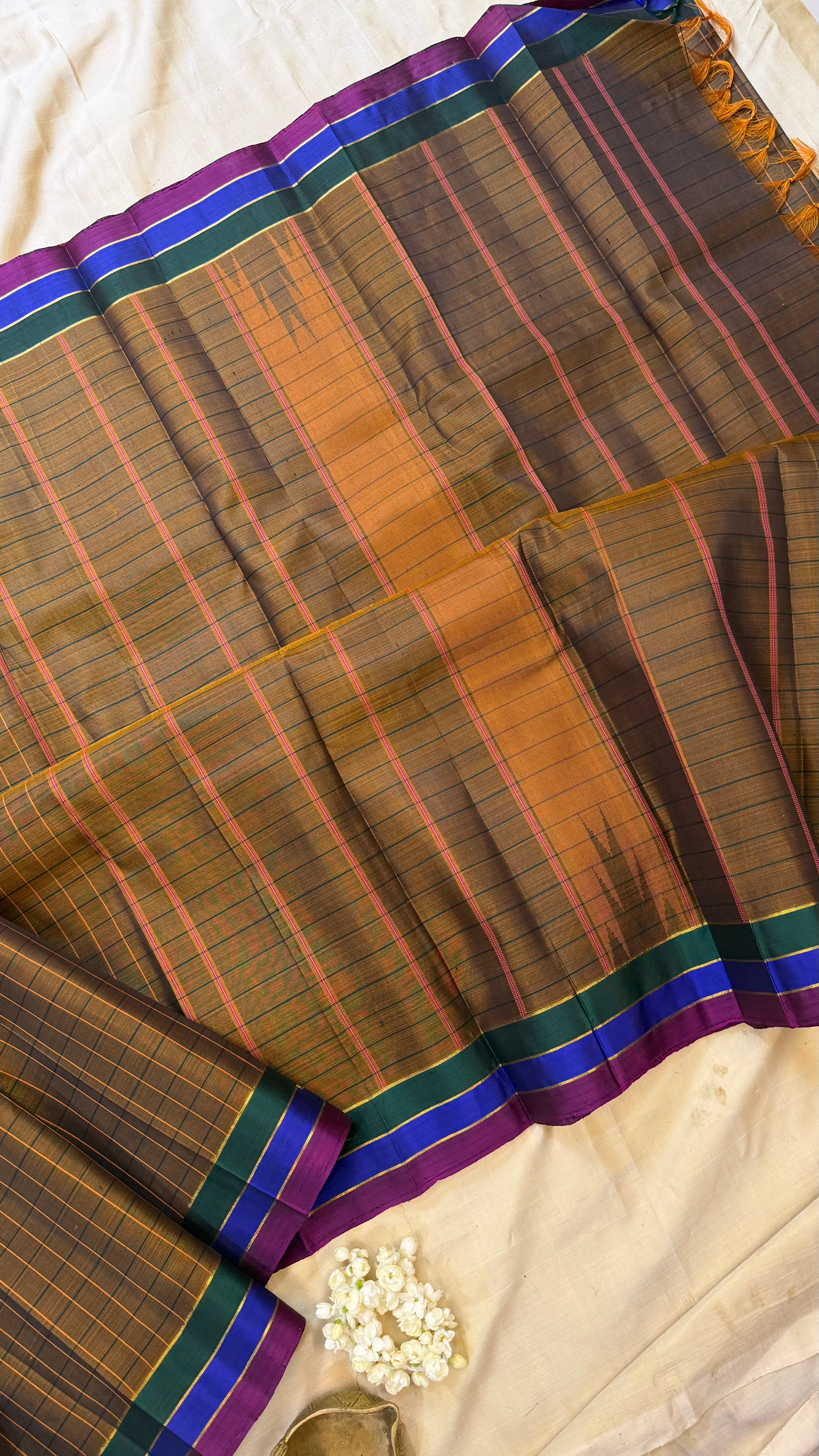 Brown thread work / Arani silk
