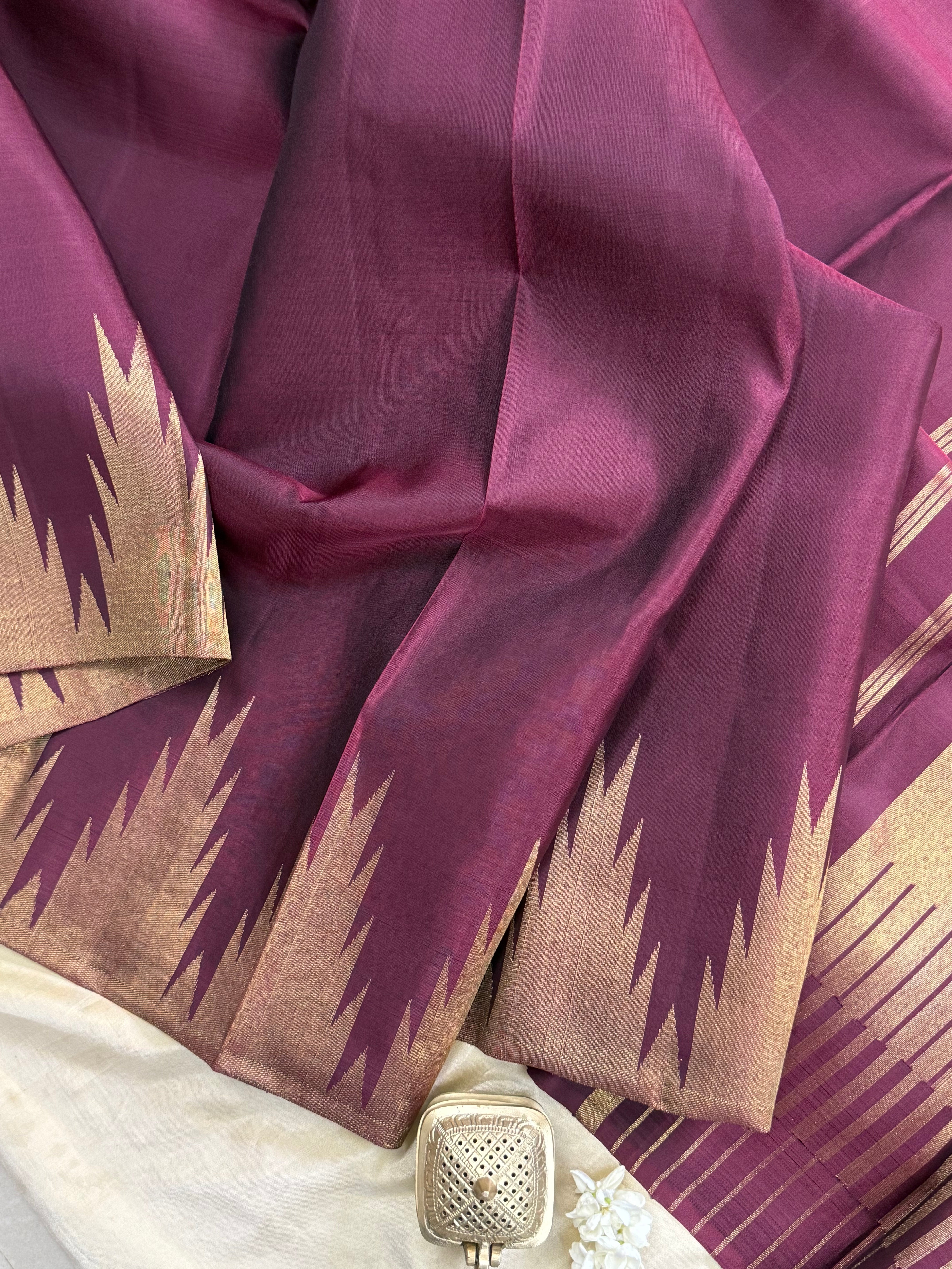 Paaku 8 kol temple border/ Kanjipuram silk CLSA1925