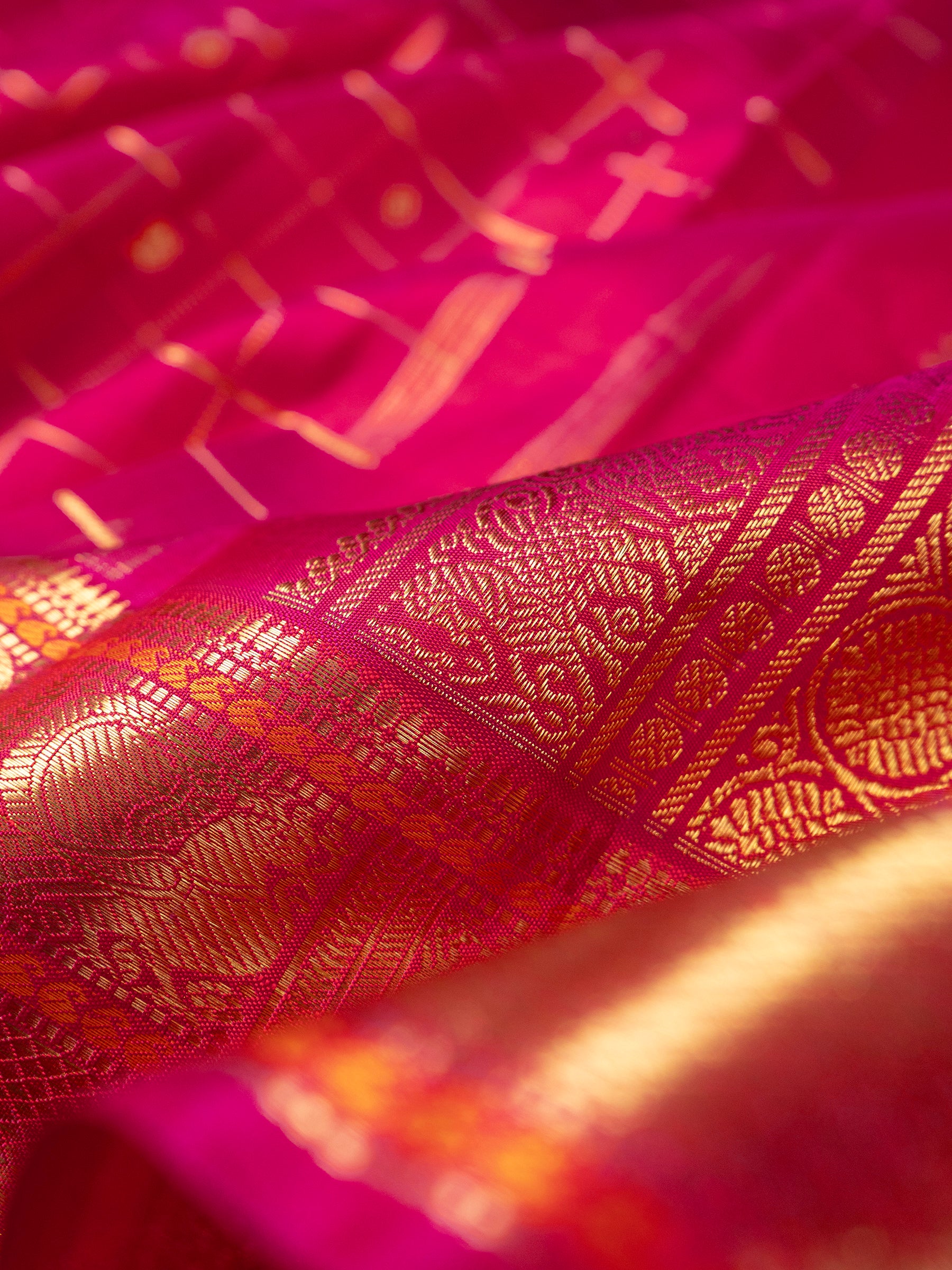 Rani pink Zari Kattam Kanjipuram Silk Saree CLSA10021