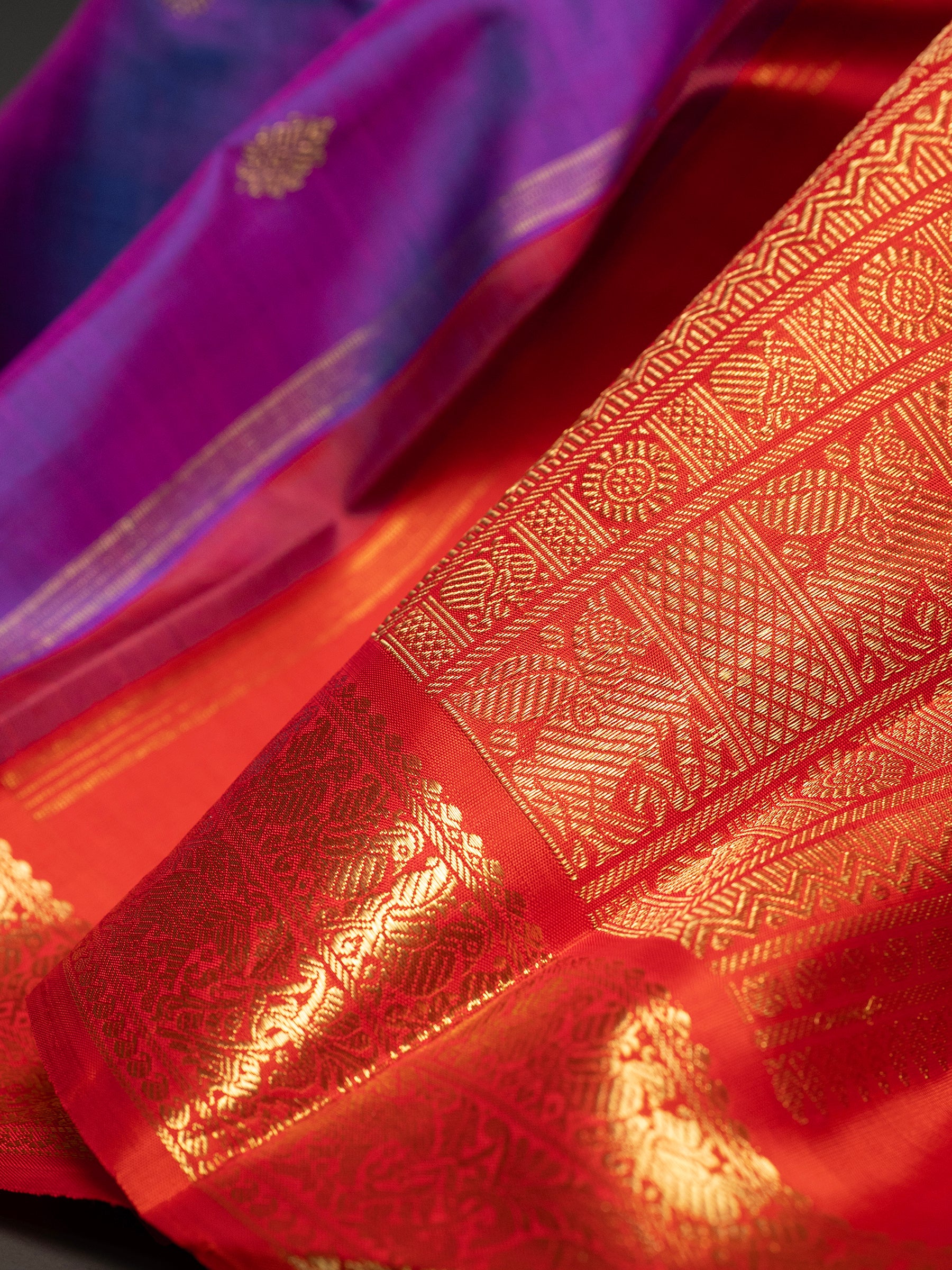 Purple shot Korvai Kanjipuram Silk Saree CLSA10162