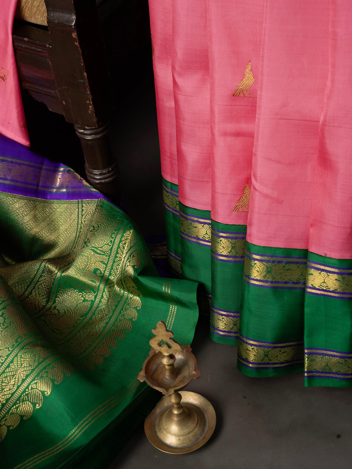 Pink Ganga Jamuna Kanjipuram Silk Saree CLSA3021