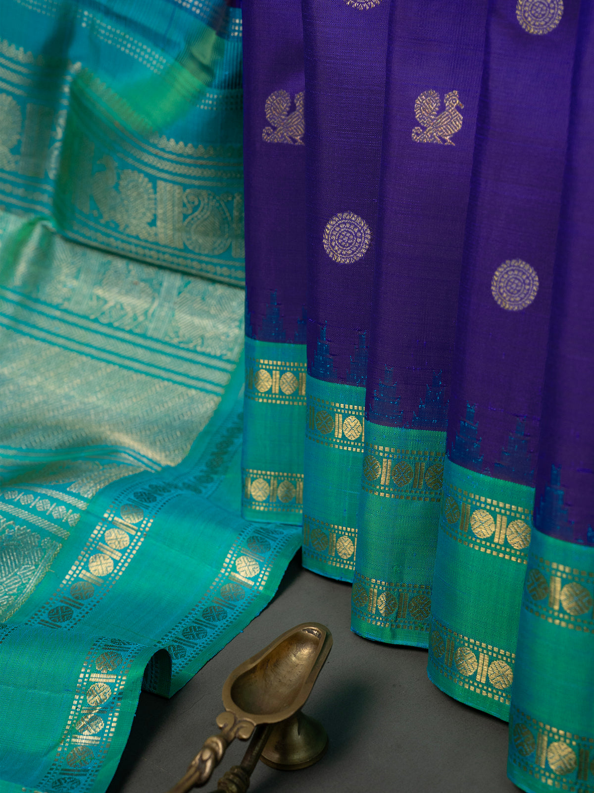 Purple Rettapet temple / Kanjipuram Silk Saree CLSA6571