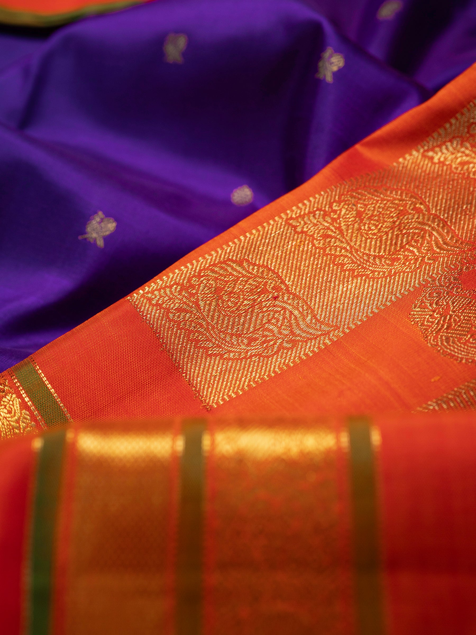 Purple with orange Korvai / Kanjipuram Silk Saree CLSA7754