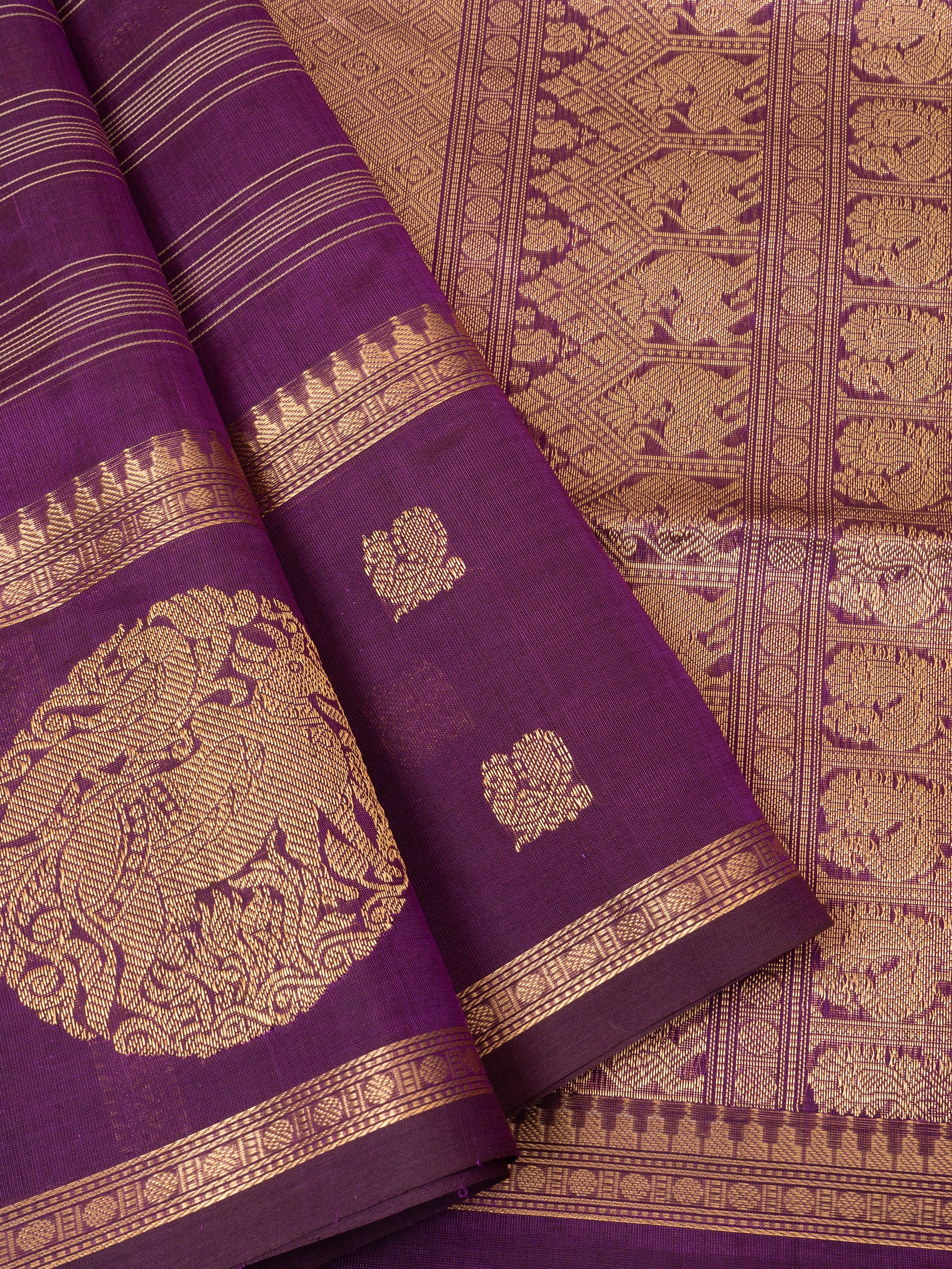 Purple border butta / Silk Cotton
