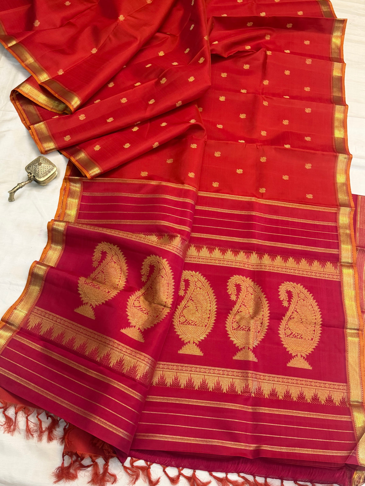 Rust small border / Silk Kanjipuram CLSA10557