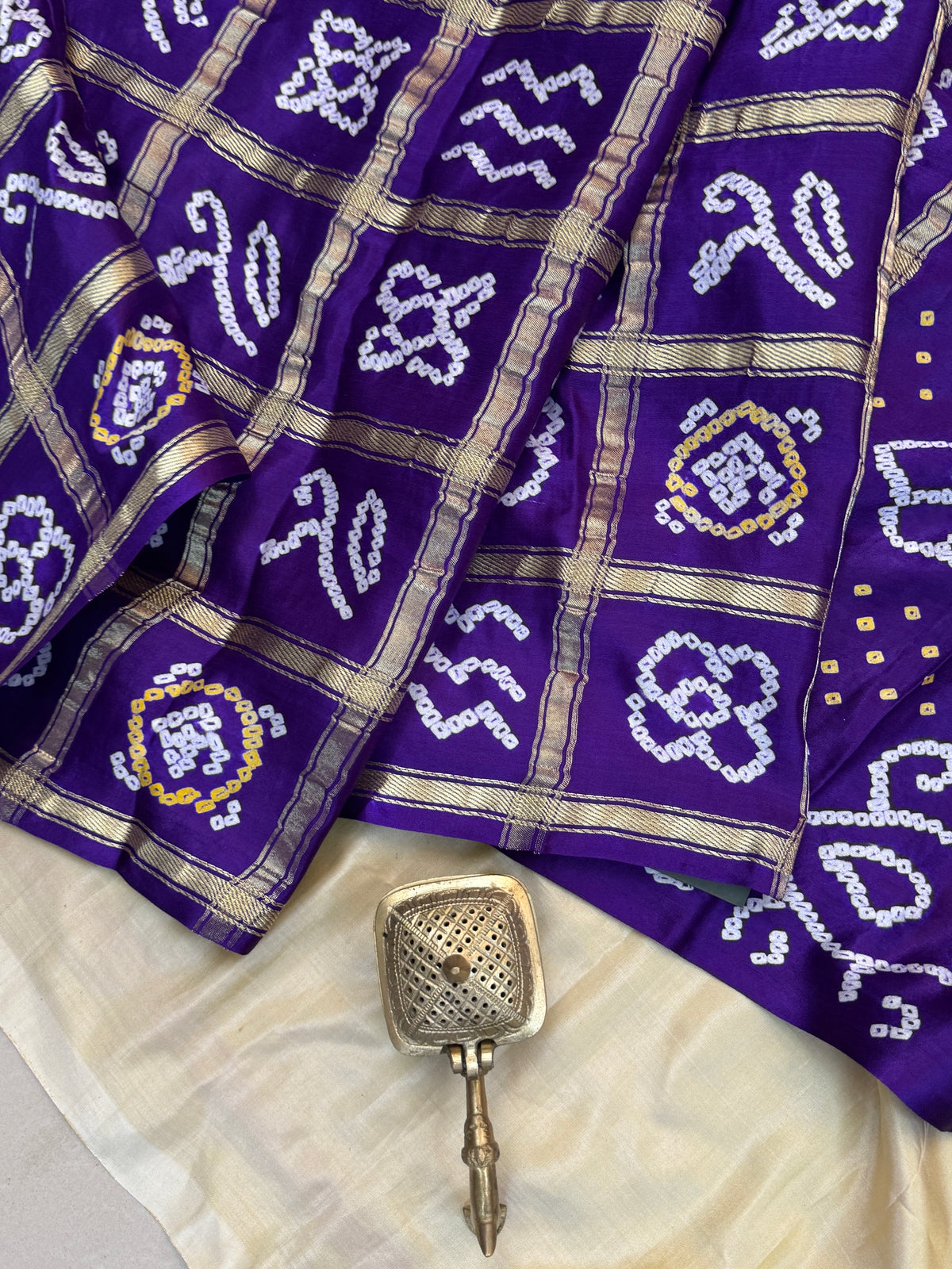 Deep purple bandhini and gajji silk saree clsa 11941