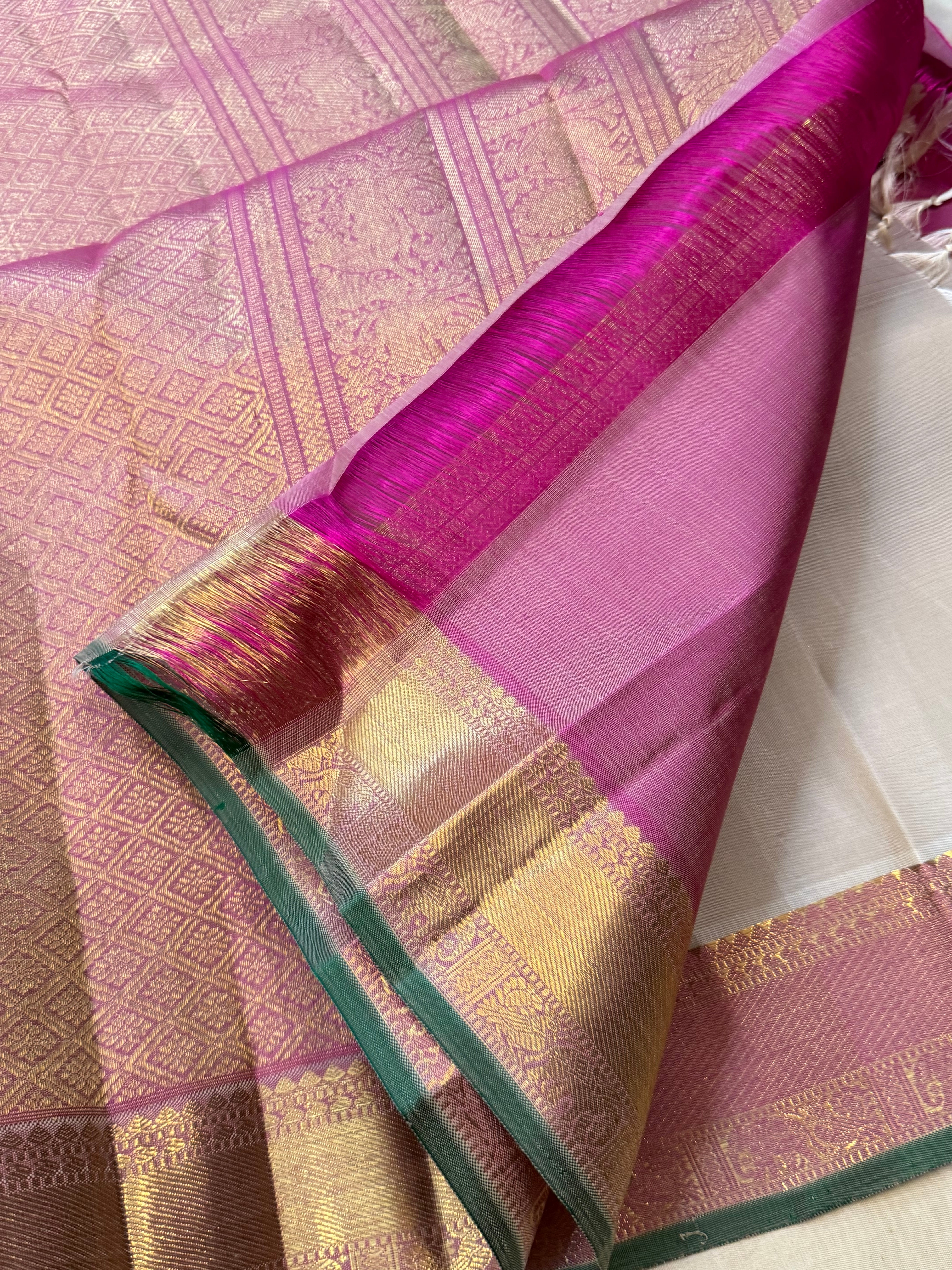 Moha : beige pink   pure Zari Kanjipuram silk