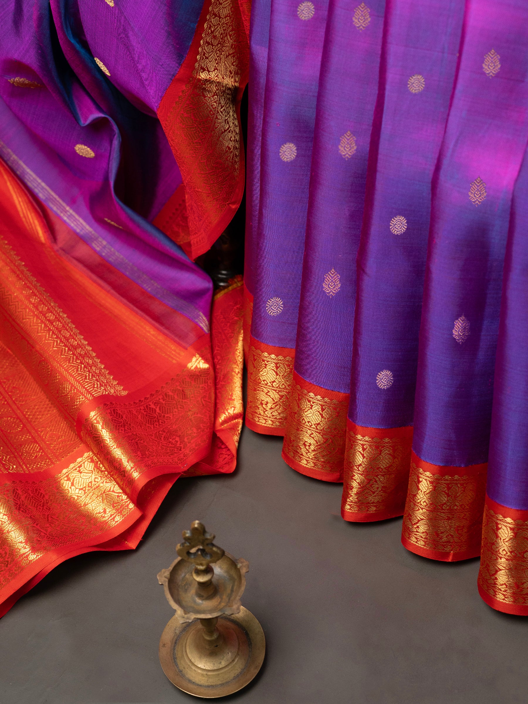 Purple shot Korvai Kanjipuram Silk Saree CLSA10162