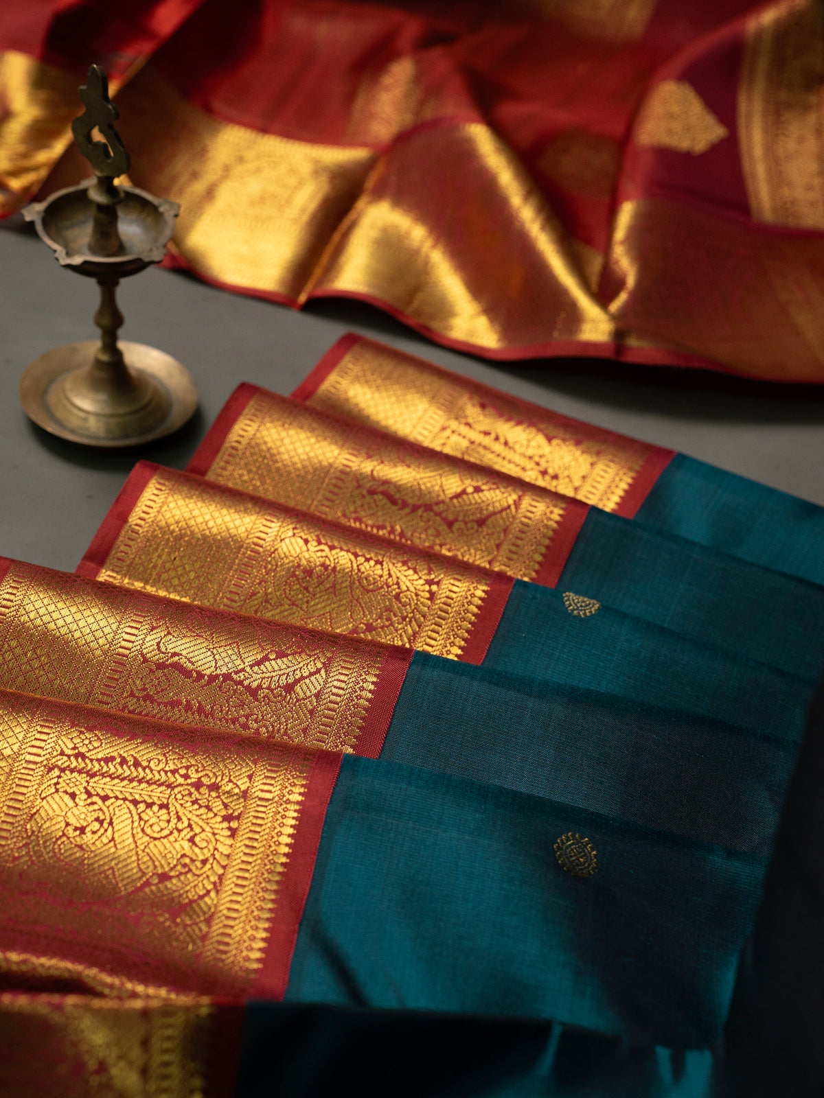 Rama green color Korvai /Kanjipuram Silk Saree CLSA11337