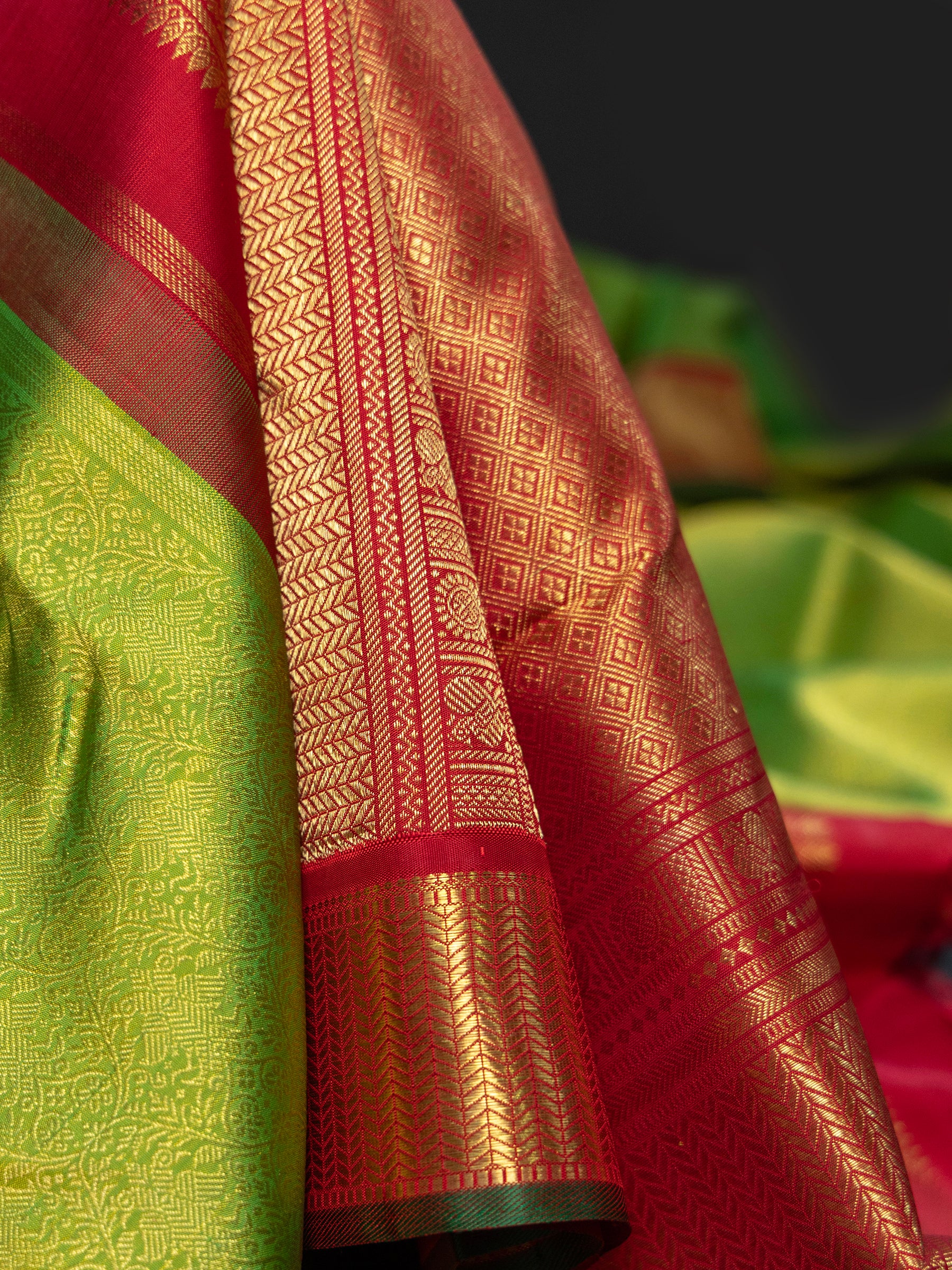 Green brocade Korvai /Bridal Kanjipuram Silk Saree CLSA4287