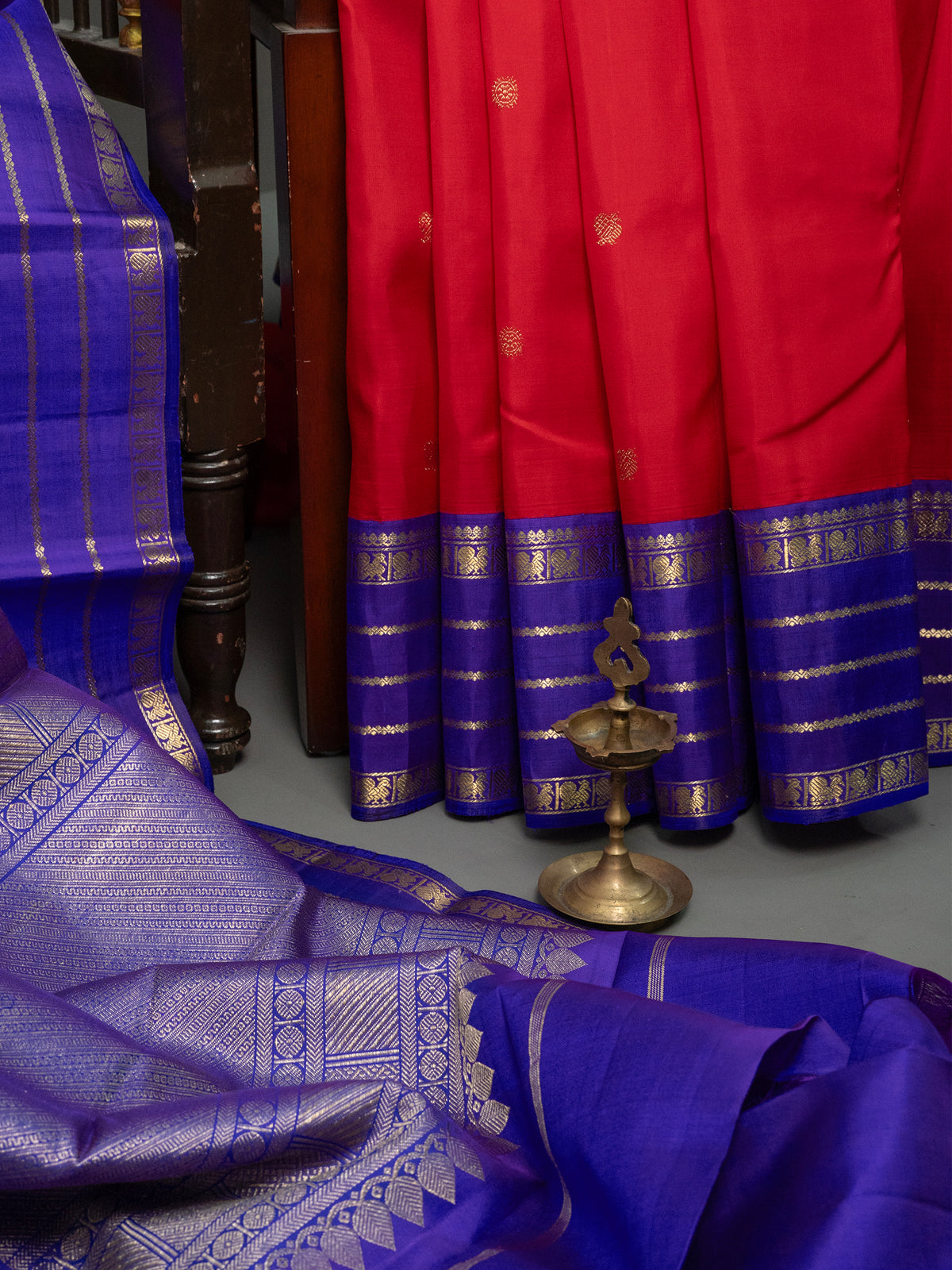 Red veldhari Korvai Kanjipuram Silk Saree CLSA5280