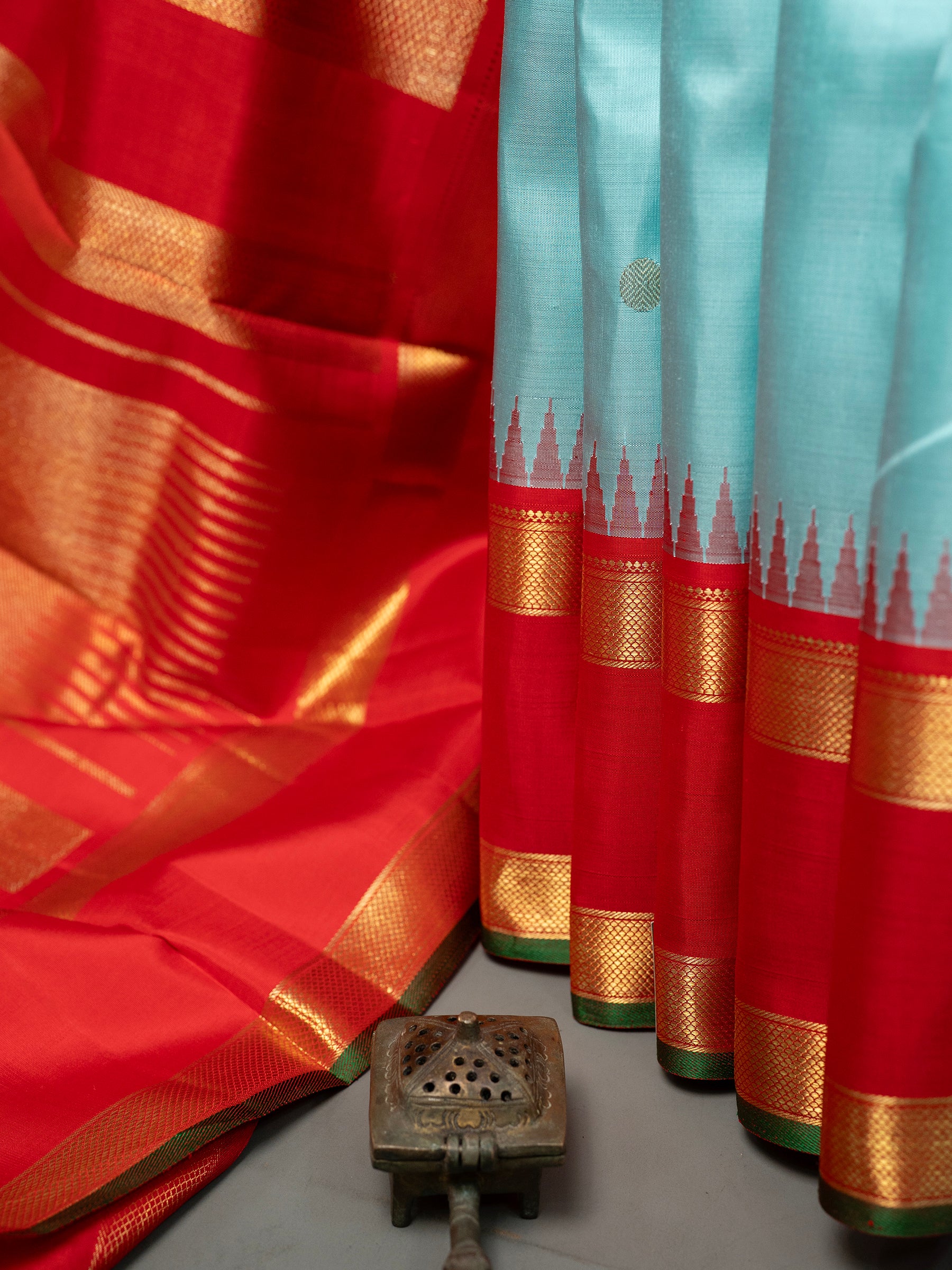 Pastel sky blue retta pet Korvia  Kanjipuram Silk Saree CLSA6269