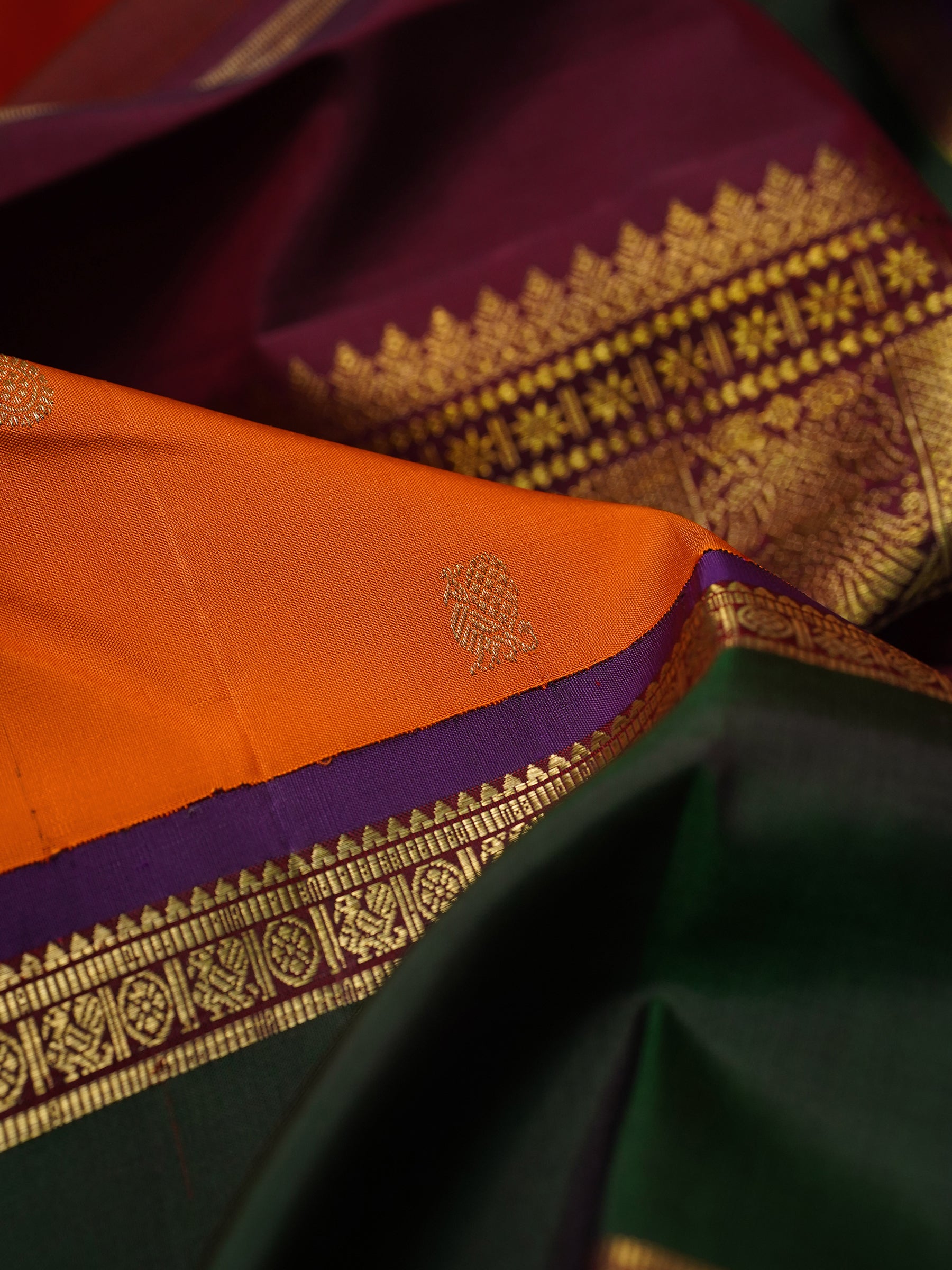 Vintage rust retta pet Kanjipuram Silk Saree CLSA6343