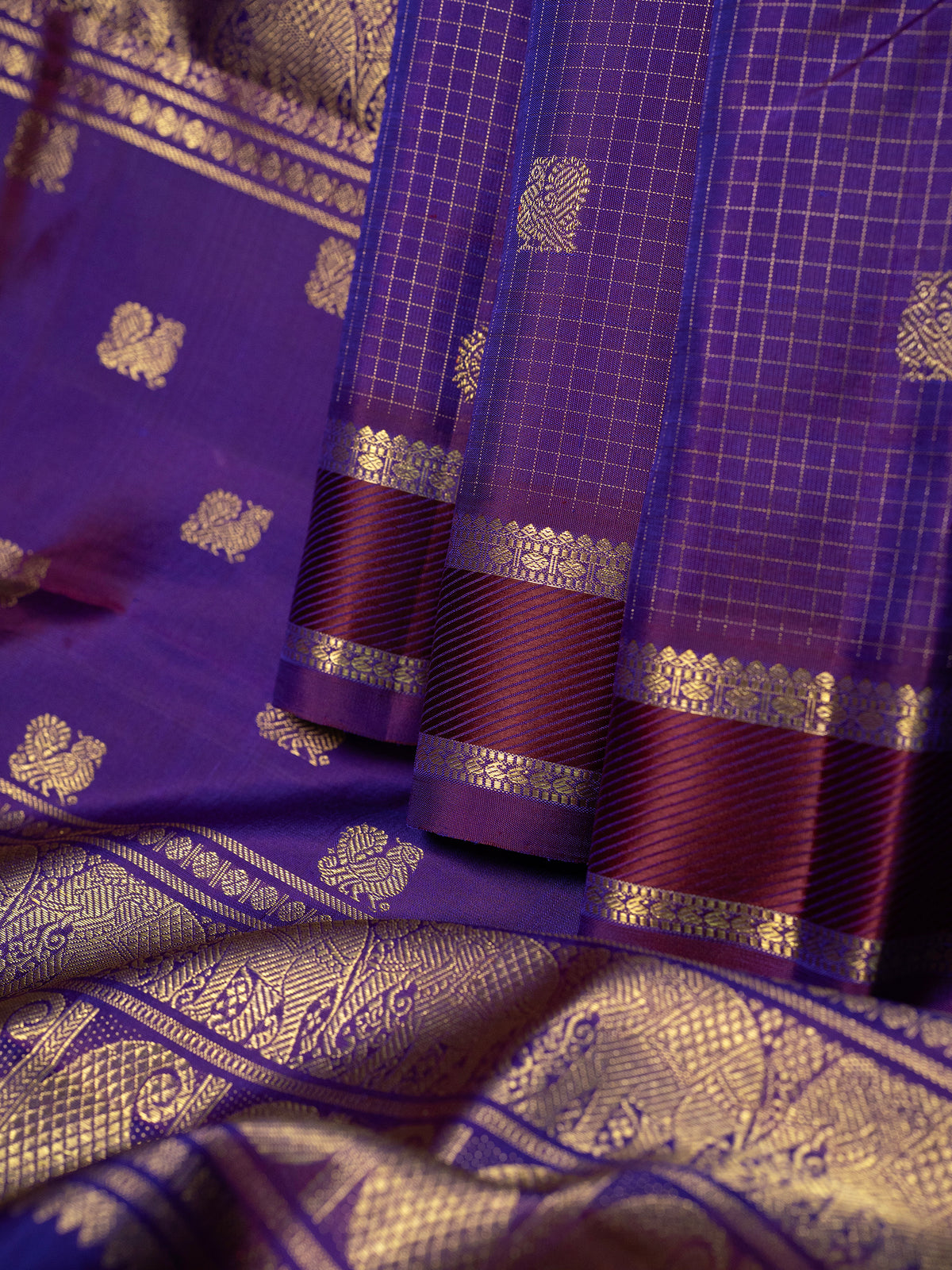 Brinjal vairaoosi Kattam Butta / Kanjipuram Silk Saree CLSA6772