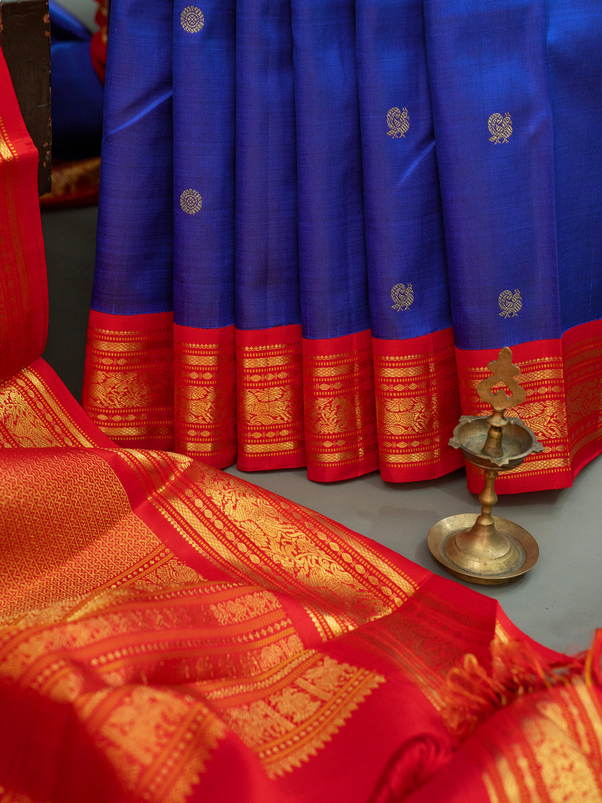 Ms blue Korvai Kanjipuram Silk Saree CLSA7329