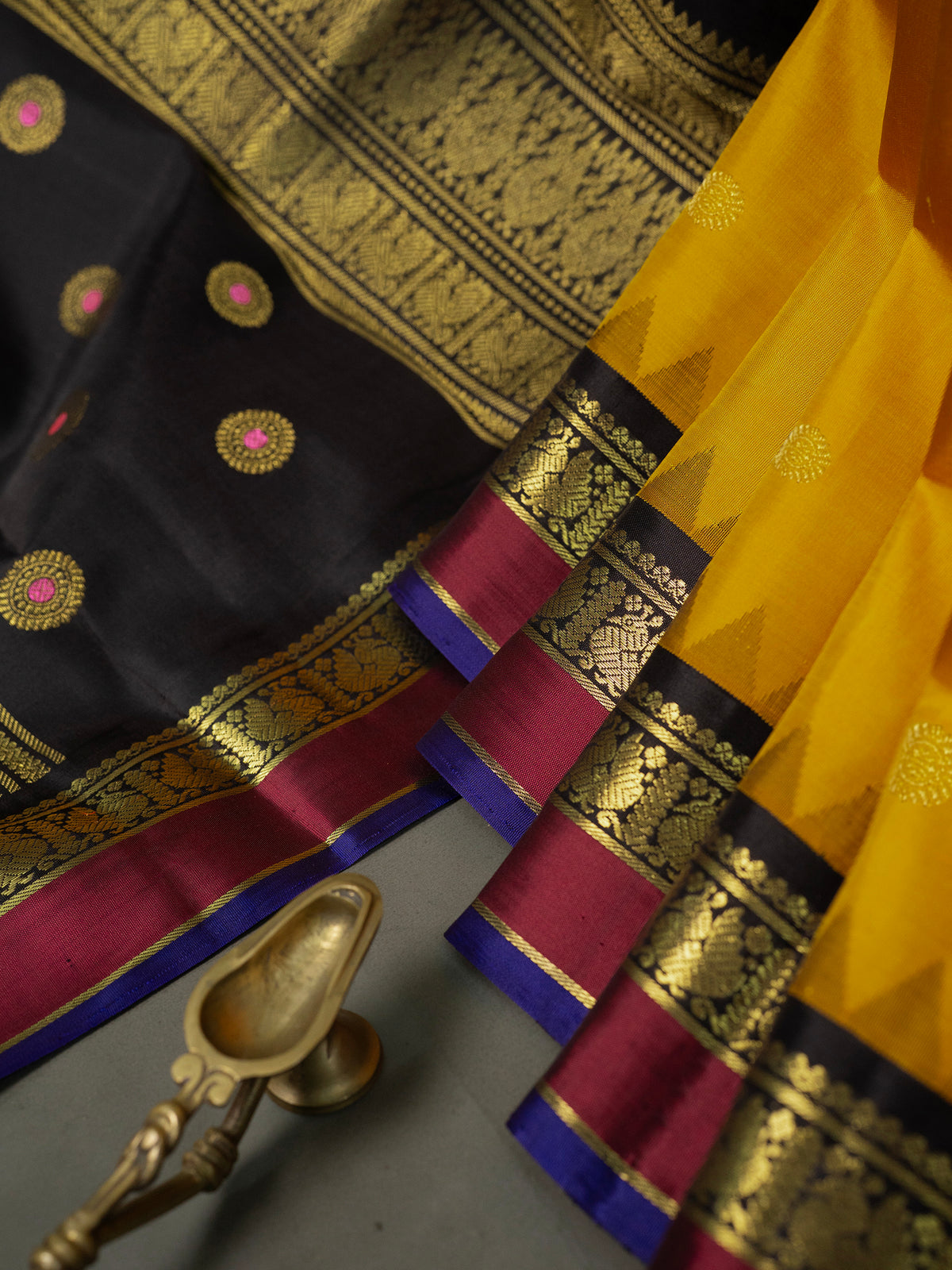 Yellow Kai Korvai /Kanjipuram Silk Saree CLSA8175