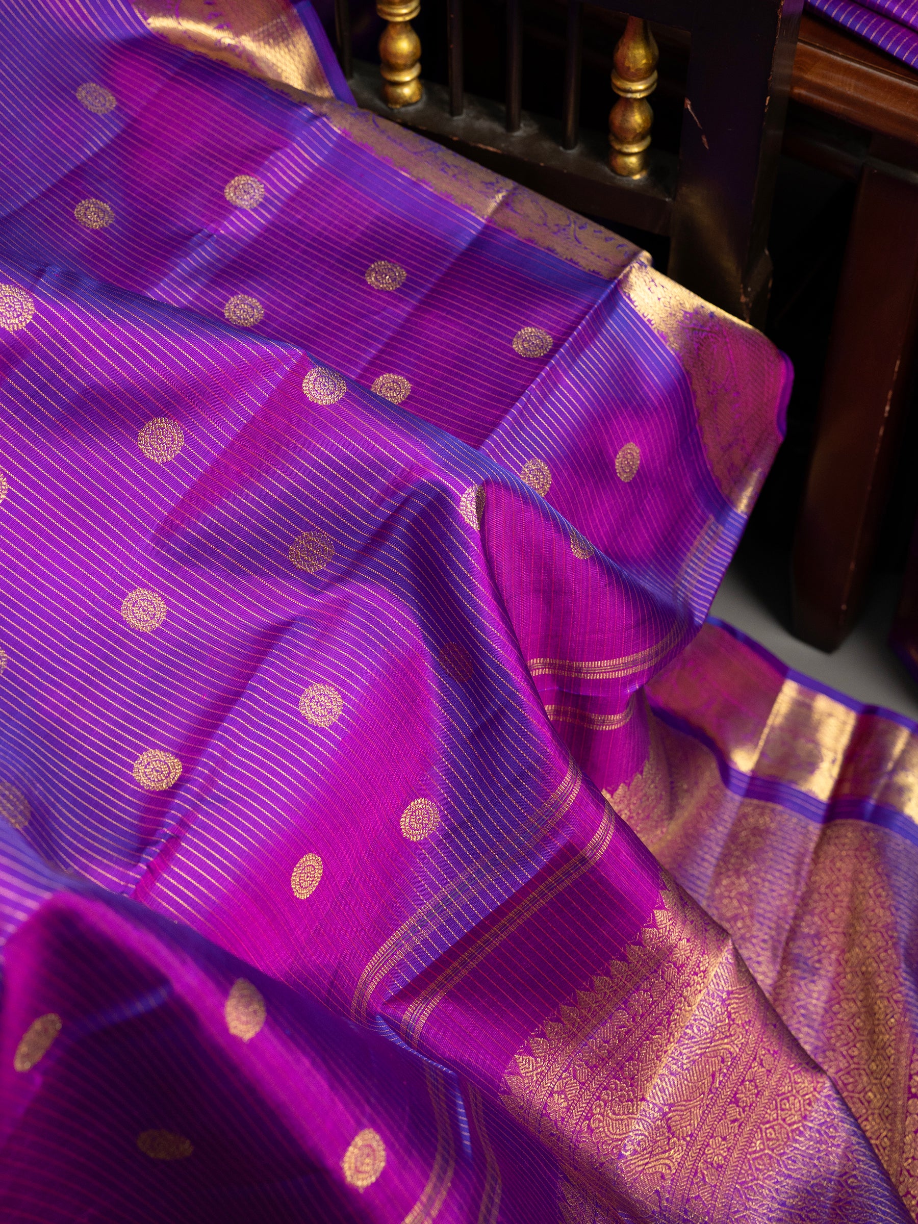 Purple thanthi kambi Kanjipuram Silk Saree CLSA9338