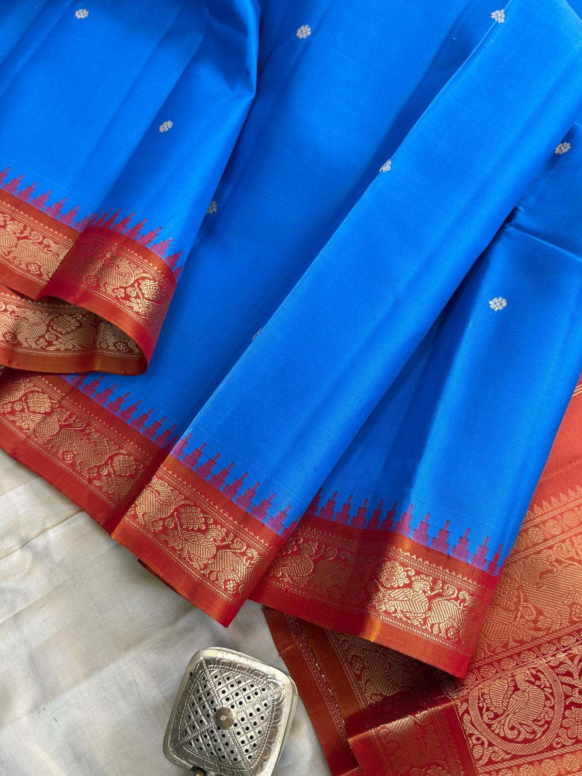 Sky blue Korvai Zari butta / Special Edition Silk CLSA 11908