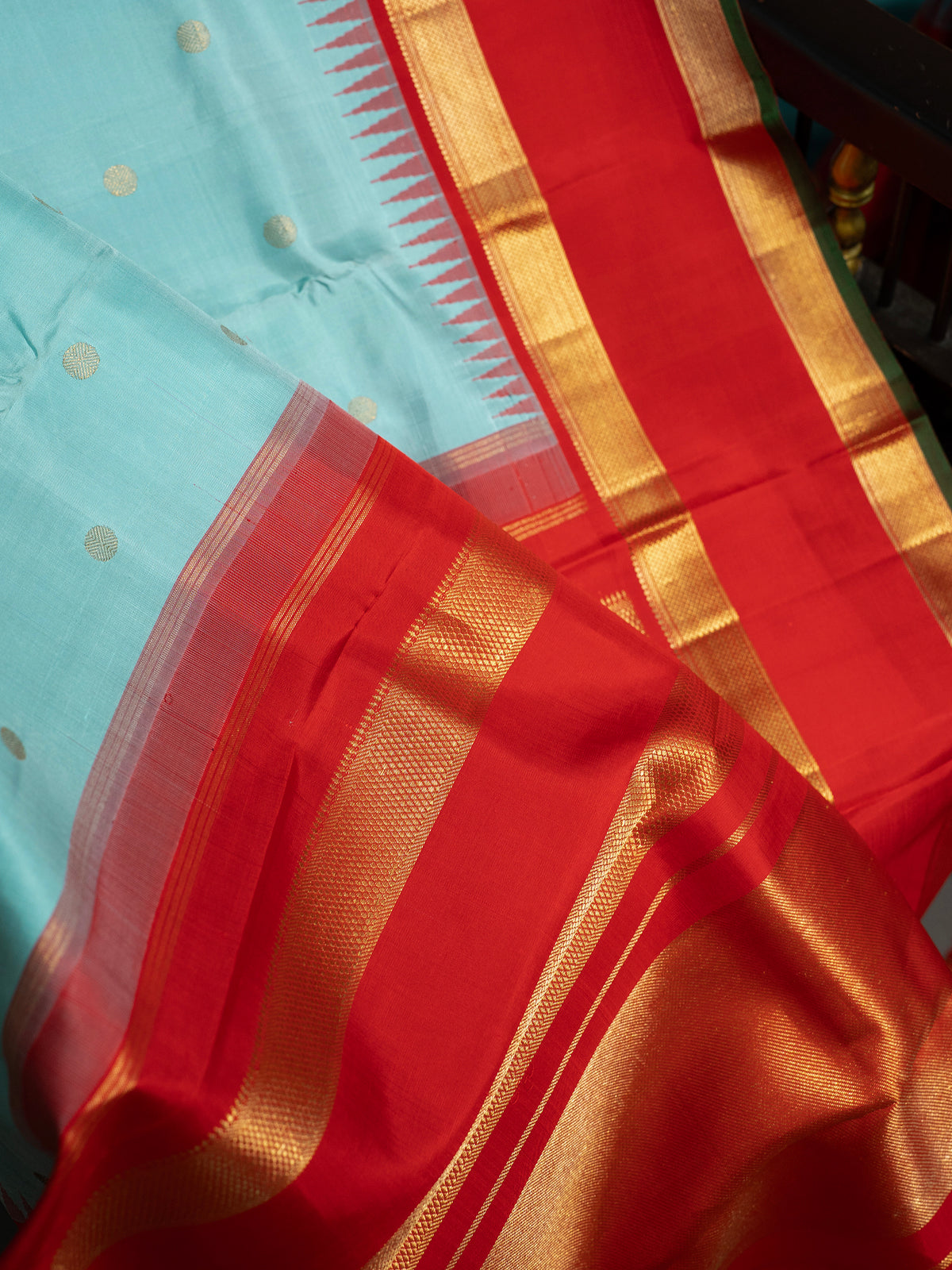 Pastel sky blue retta pet Korvia  Kanjipuram Silk Saree CLSA6269
