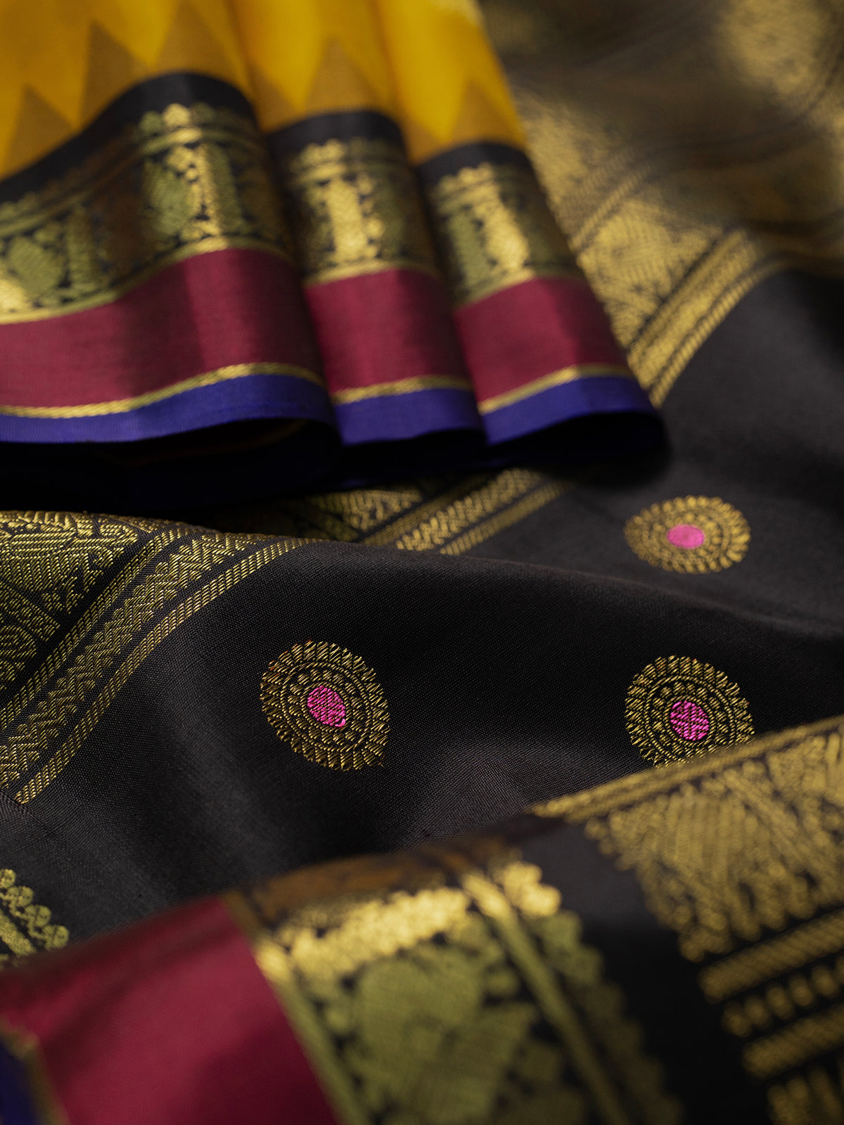 Yellow Kai Korvai /Kanjipuram Silk Saree CLSA8175