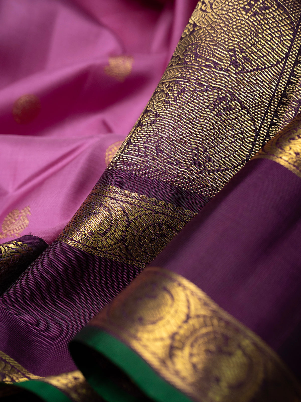 Vintage retta pet geva pink Pure Kanjipuram Silk Saree CLSA9897