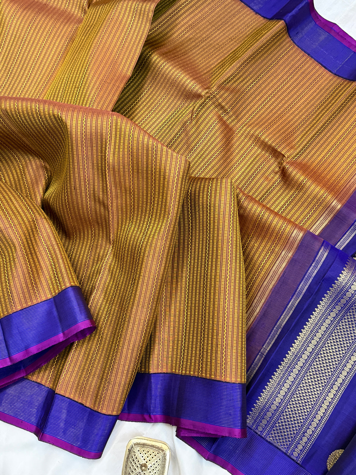 Honey Body thread work and vairaoosi border Korvai pure zari/ kanjipuram silk saree clsa 8900