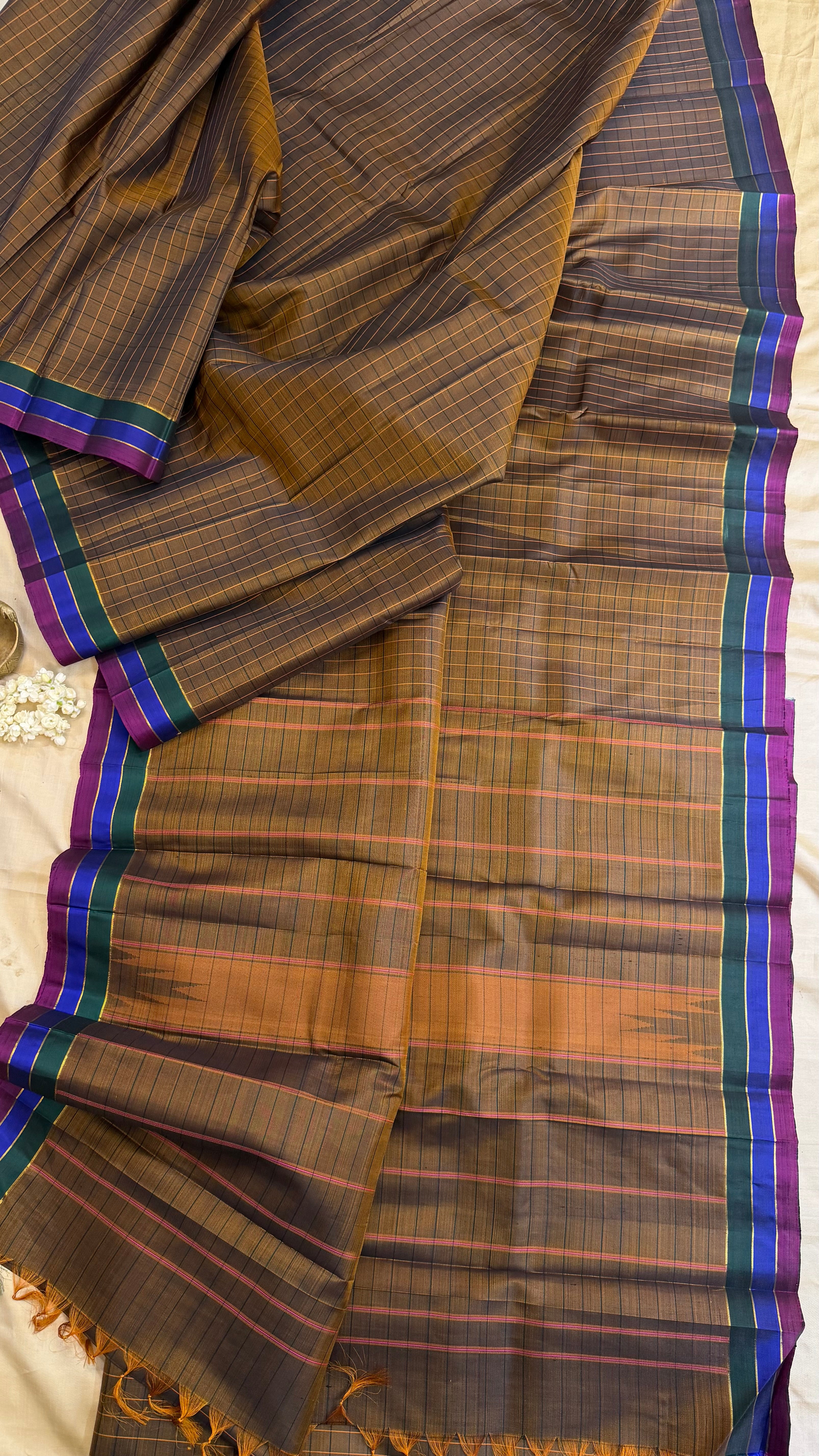 Brown thread work / Arani silk