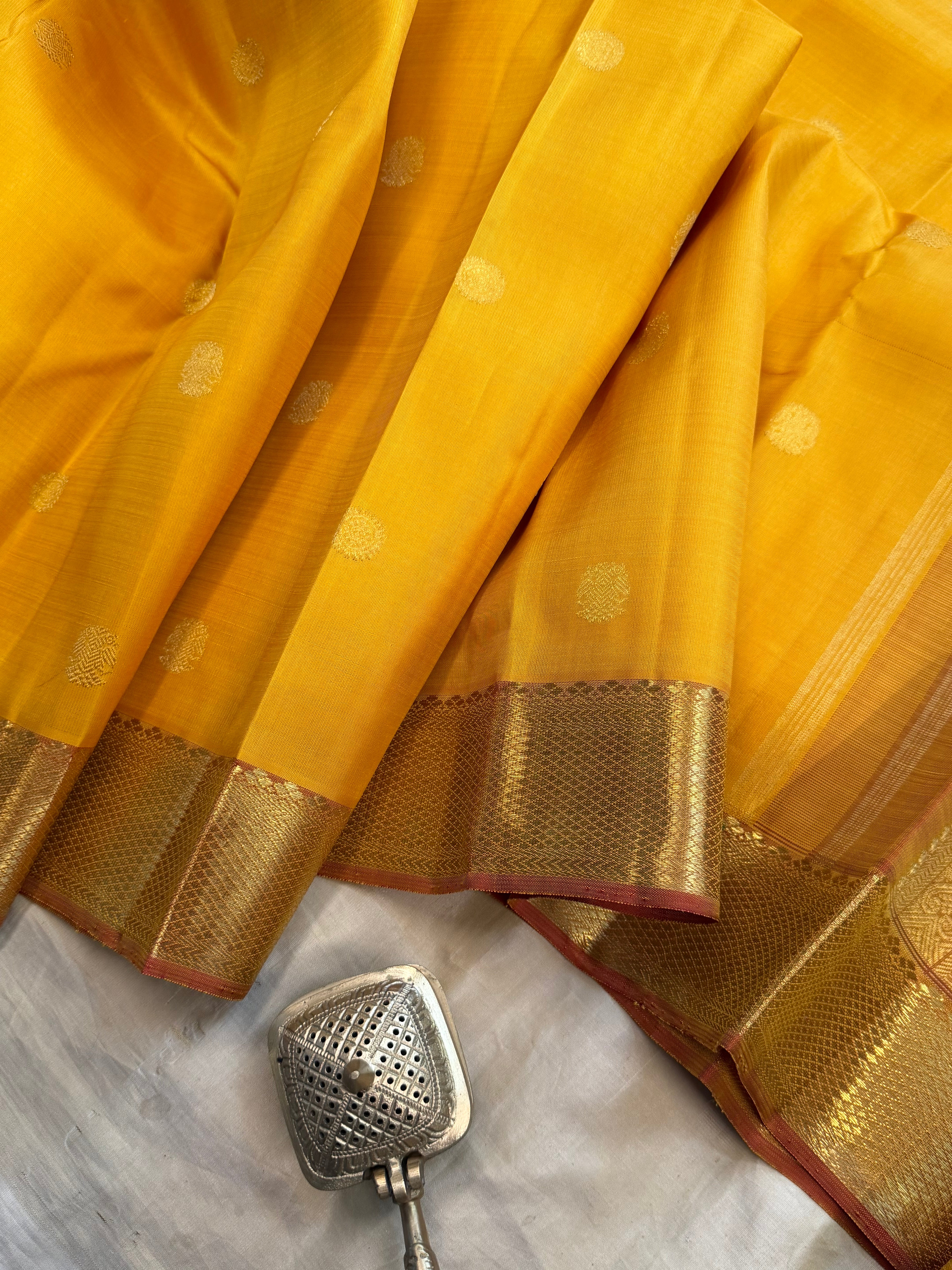 Moha : Golden mustard pure Zari Kanjipuram silk